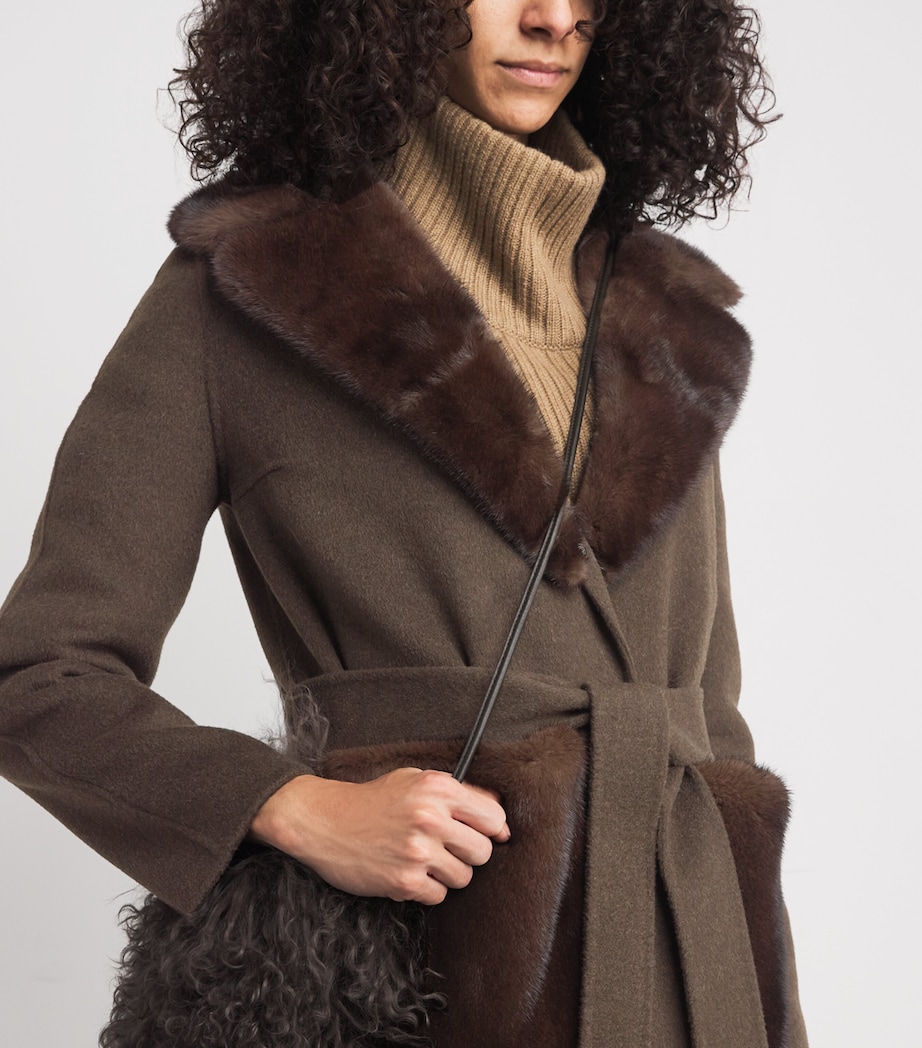 Cashmere-Mink Belted Long Coat 204 Image 6