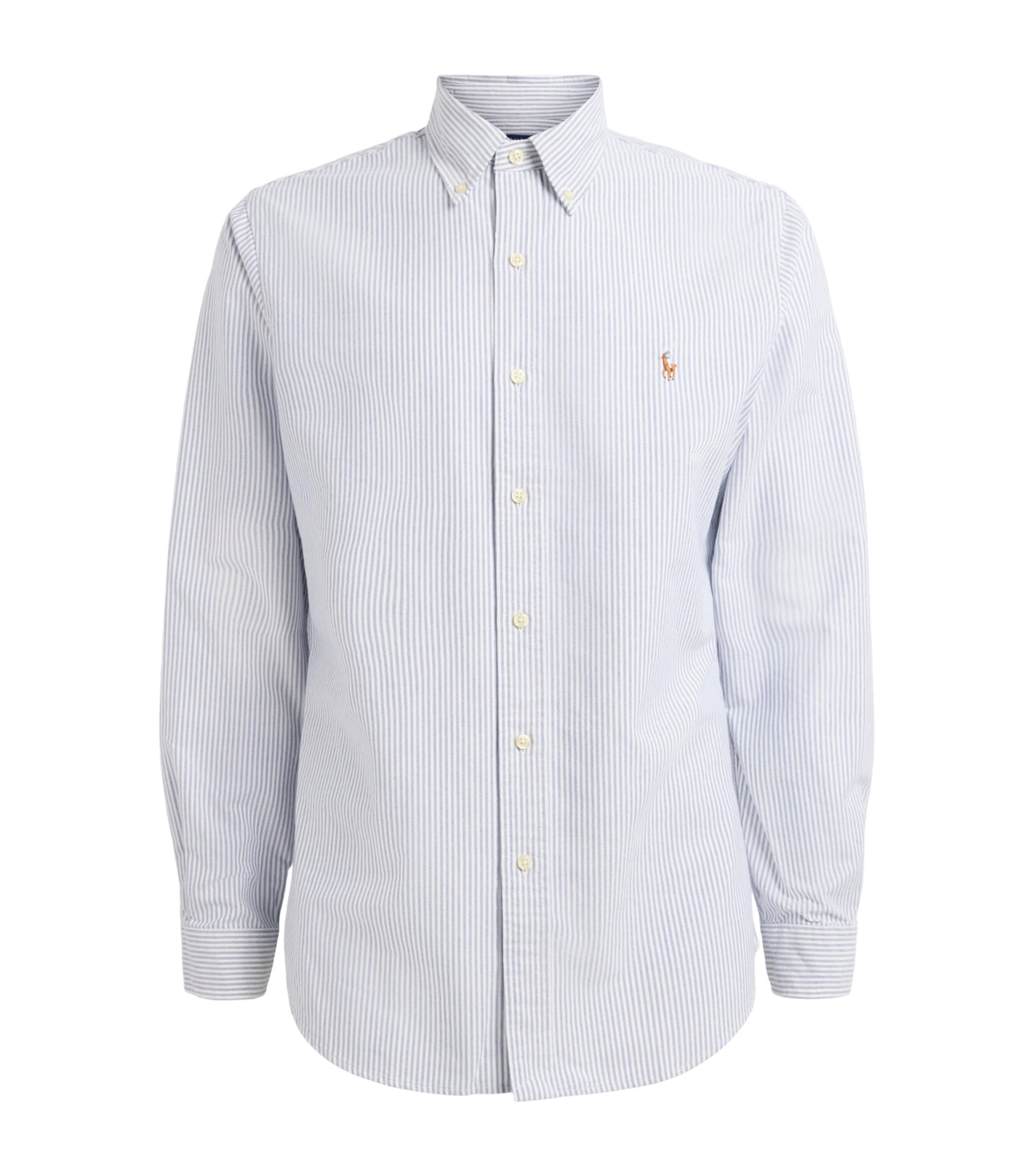 Polo Ralph Lauren Mens Cotton Stripe Shirt Navy White Image 1