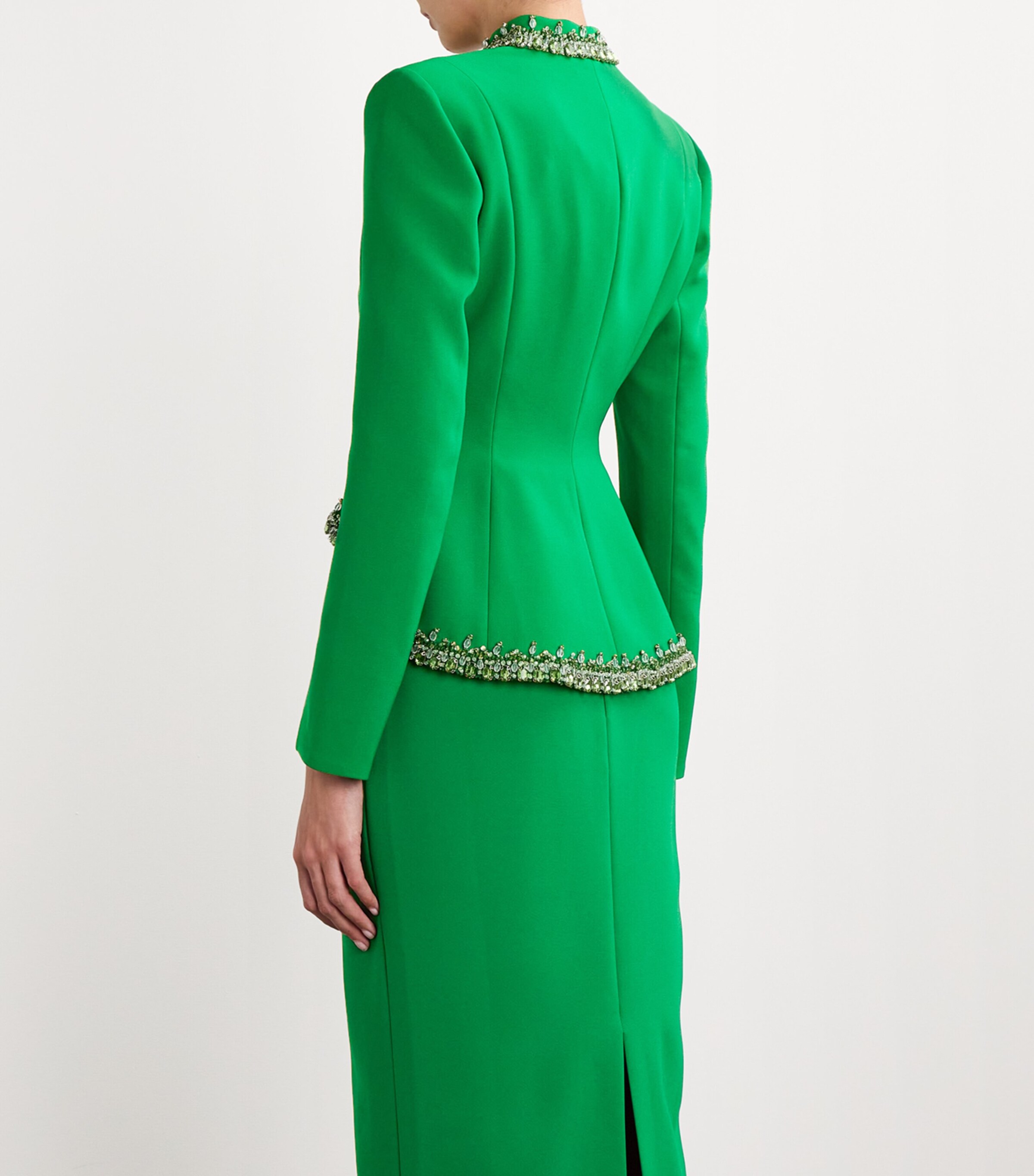 SABINA BILENKO Womens Embellished Corset Jacket Green Image 4