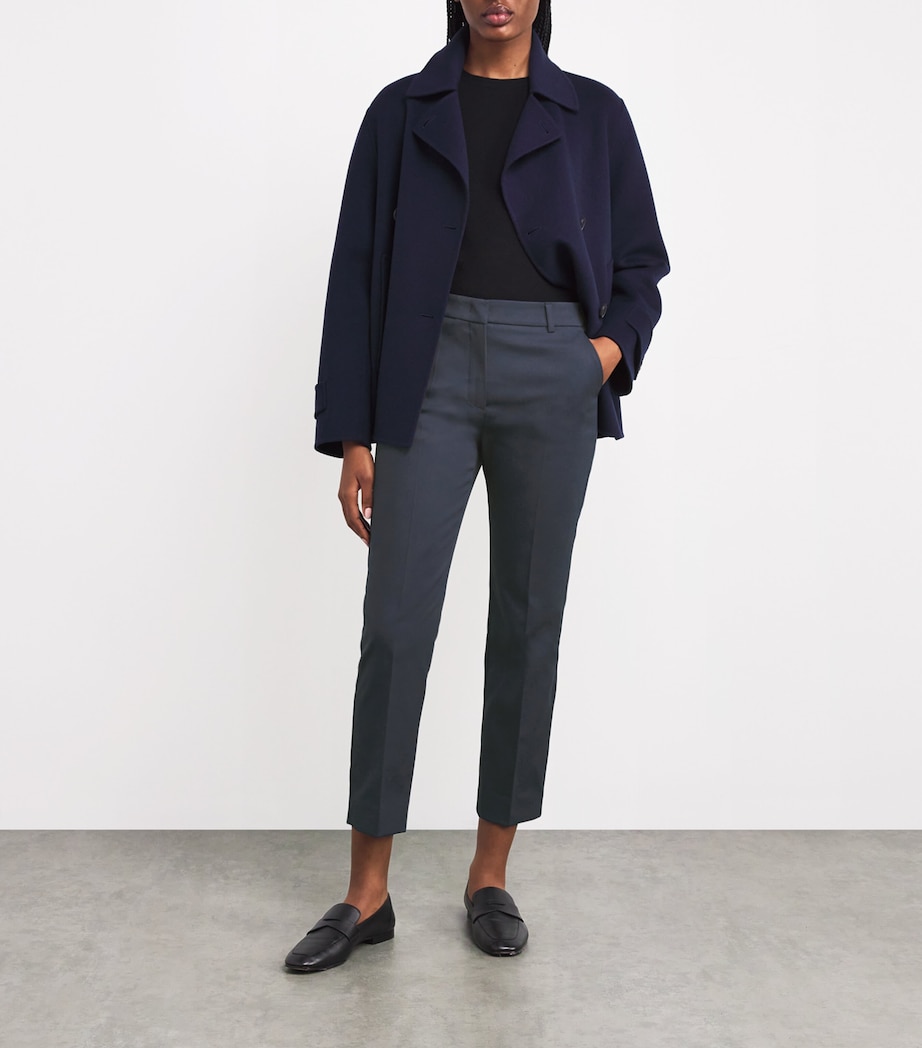 Weekend Max Mara Womens Stretch-Cotton Cigarette Trousers Navy Image 2