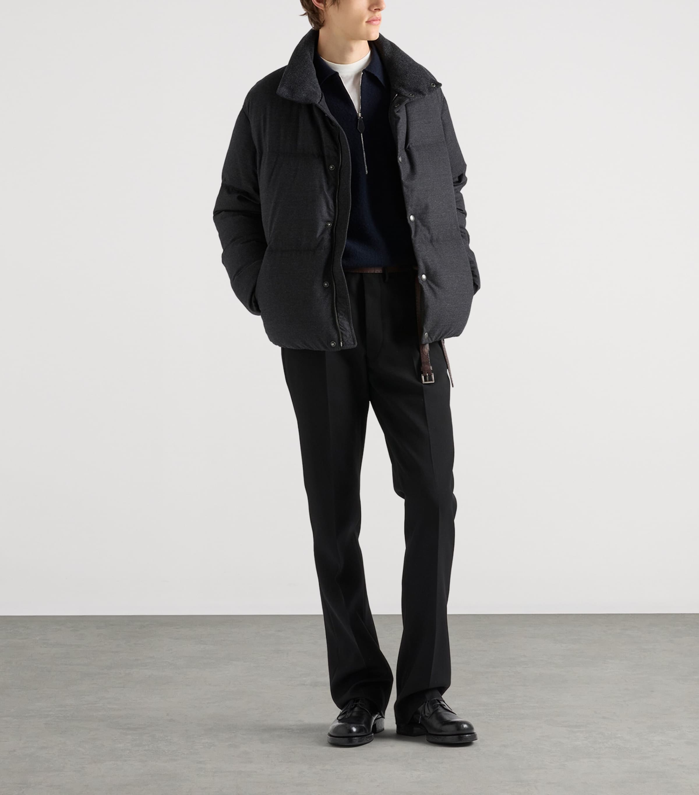 Prada Mens Cashmere Puffer Jacket Grey Image 2