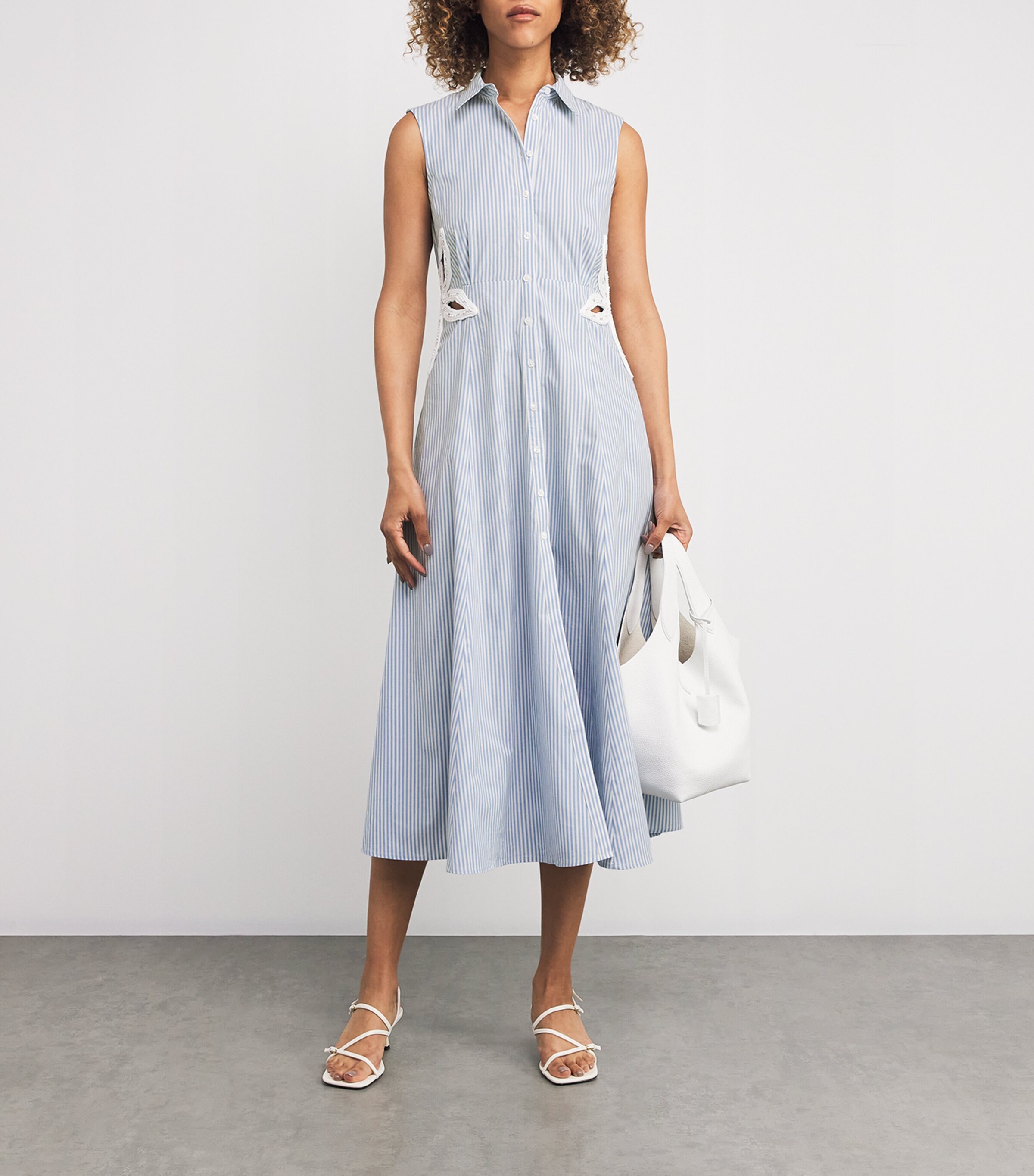 Sandro Paris Cotton-Blend Embroidered Midi Dress Harrods US