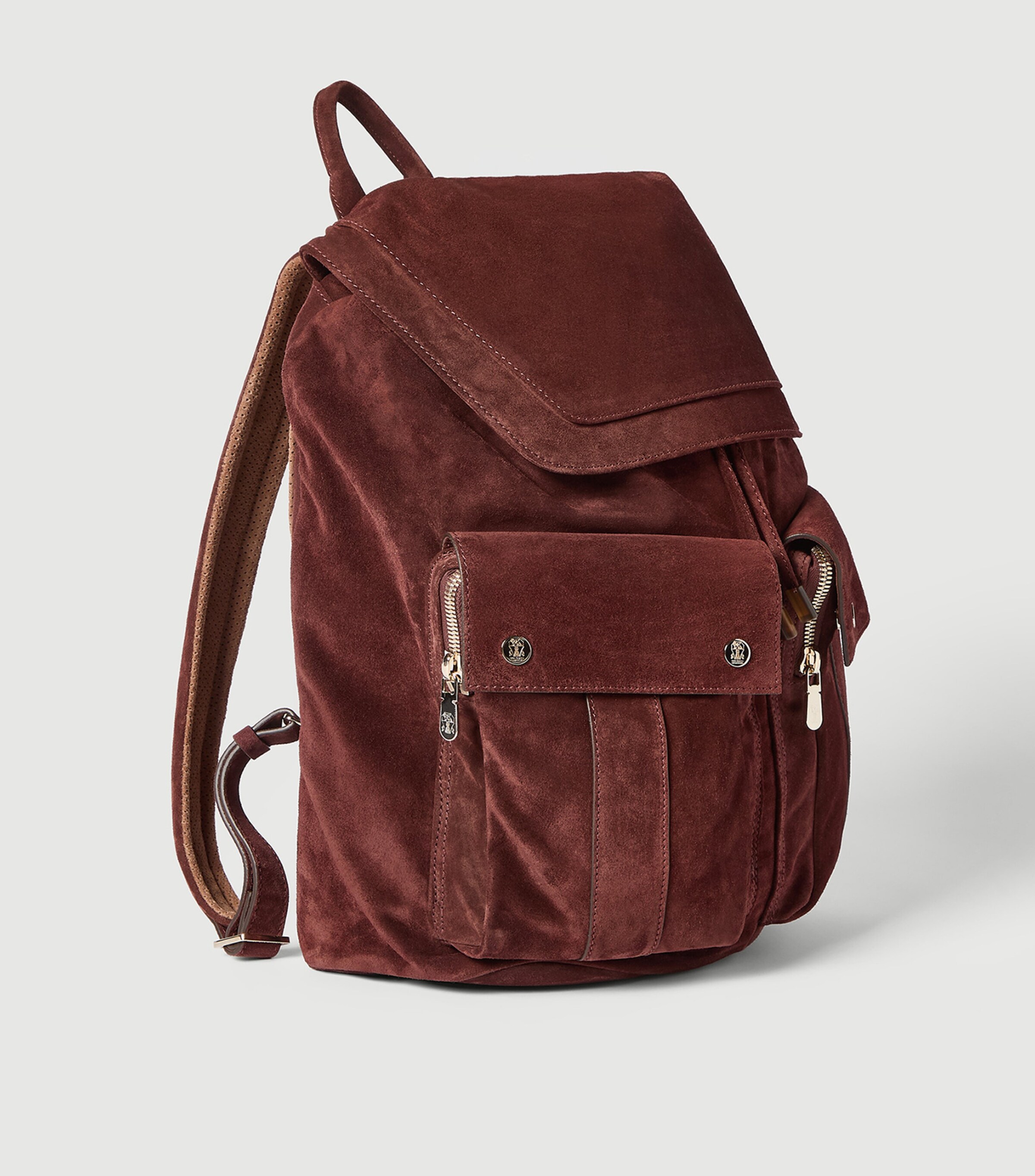 Brunello Cucinelli Suede Double-Pocket City Backpack Image 3