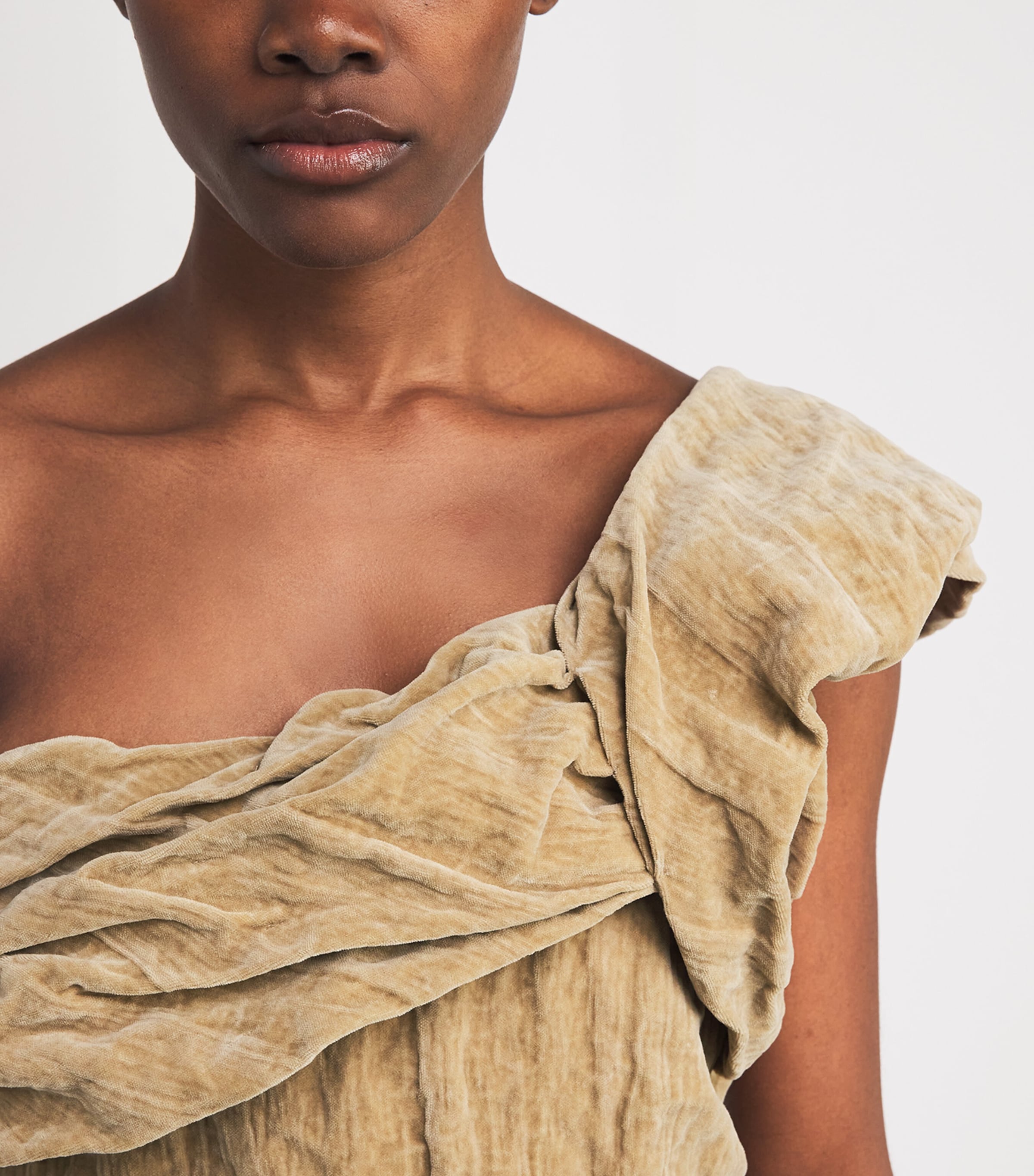 Cotton Velvet Twisted Midi Dress 227 GOLDEN BROWN Image 4