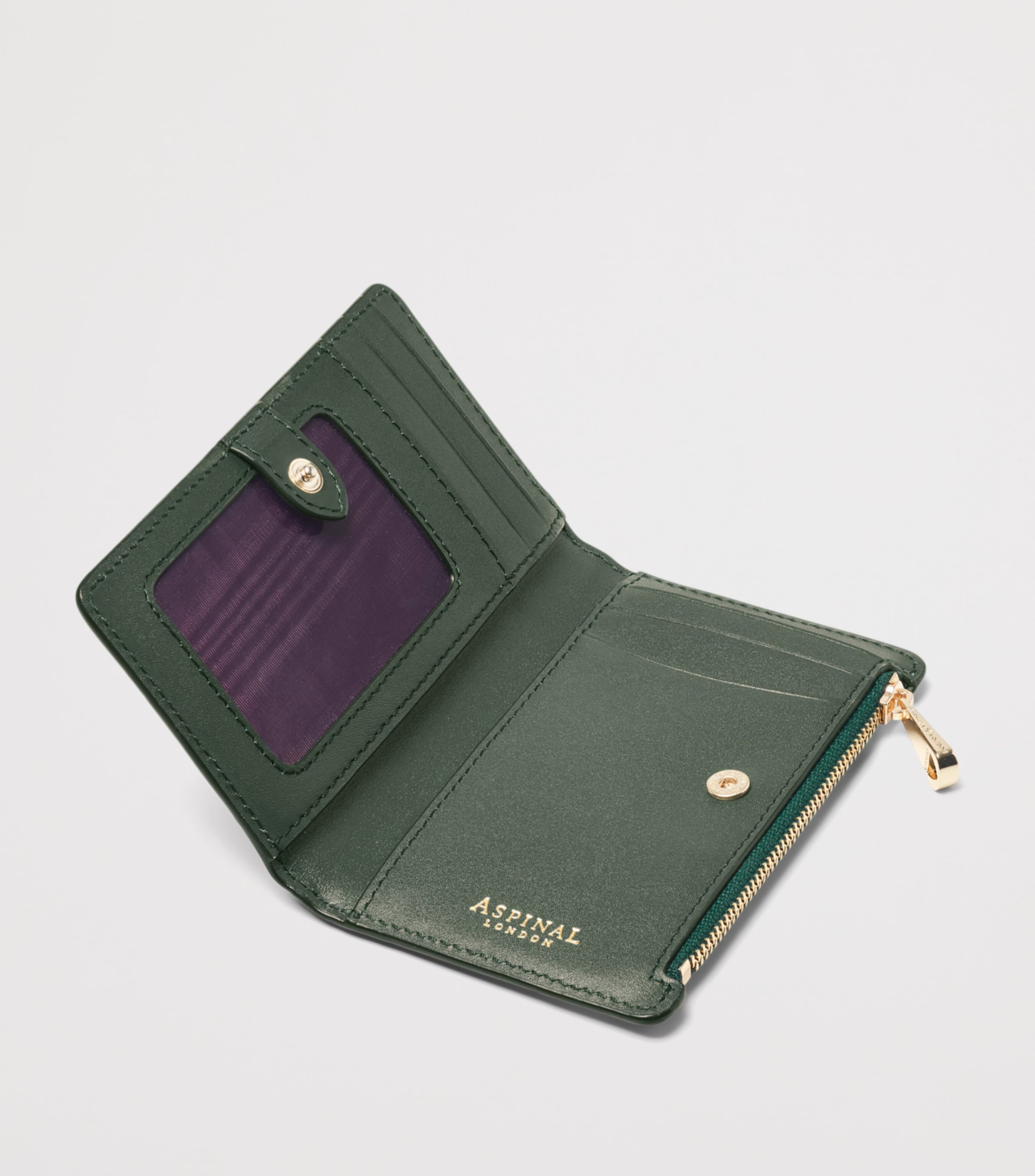 Aspinal Of London Small Leather Mayfair Purse Evergreen Image 3