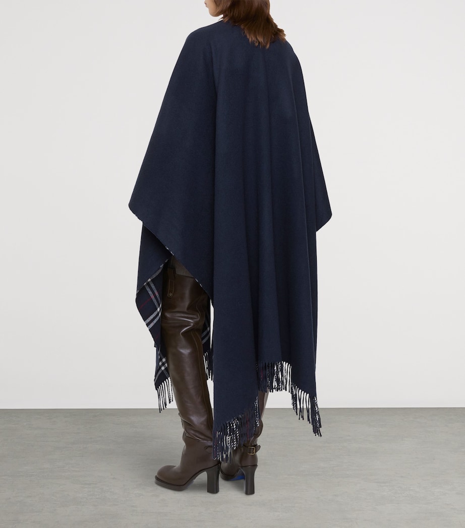 Wool-Cashmere Reversible Cape INK BLUE Image 3