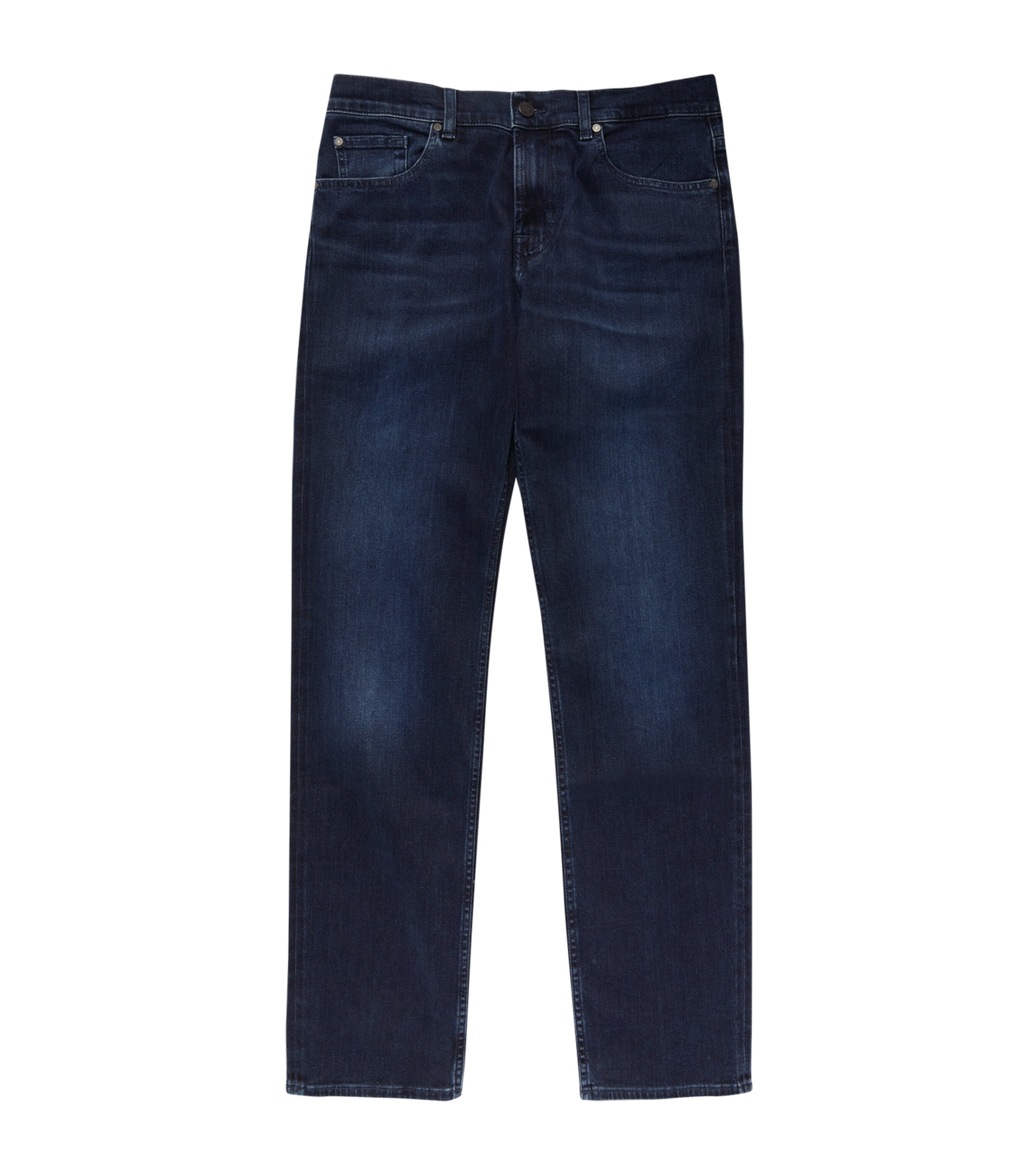 7 For All Mankind Straight Luxe Dark-wash Jeans In Navy