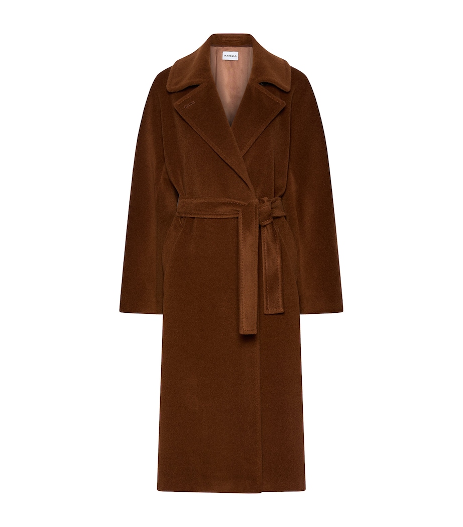 Marella Womens Virgin Wool Wrap Coat Caramel Image 1