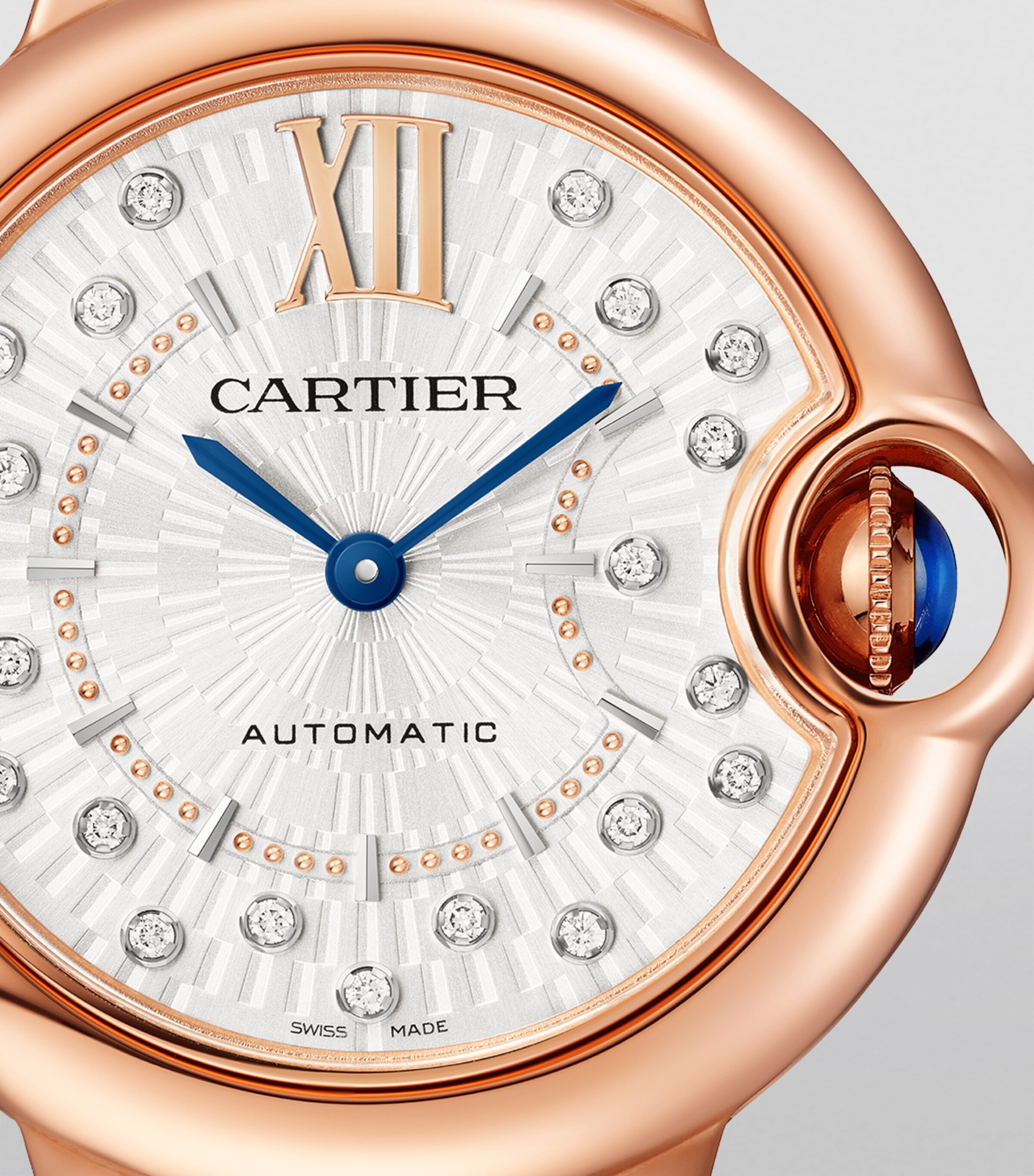 Cartier Rose Gold and Diamond Ballon Bleu de Cartier Watch 33mm Grey Image 8