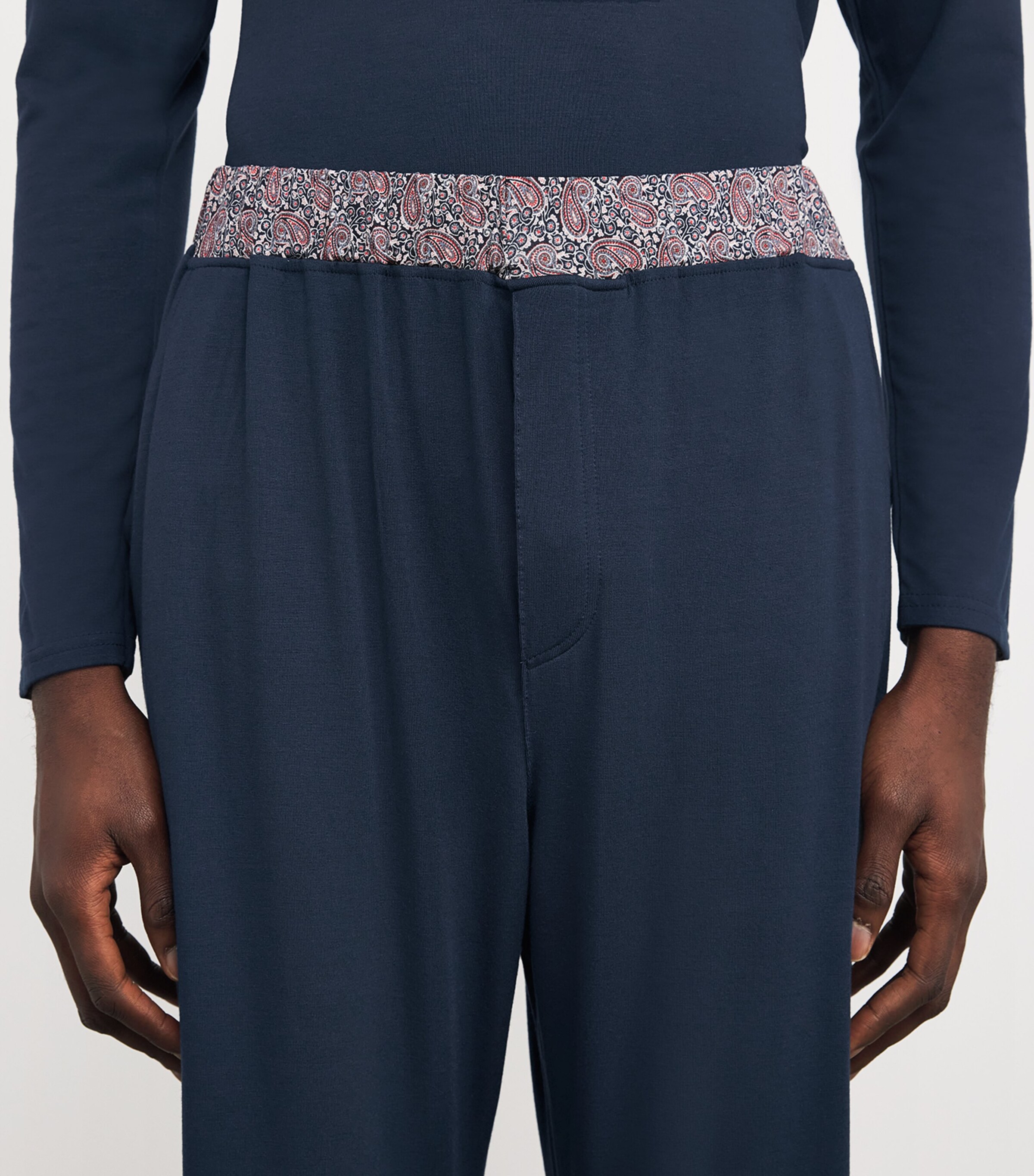 Contrast Waist Pyjama Trousers NAVY/HENRY RED Image 6