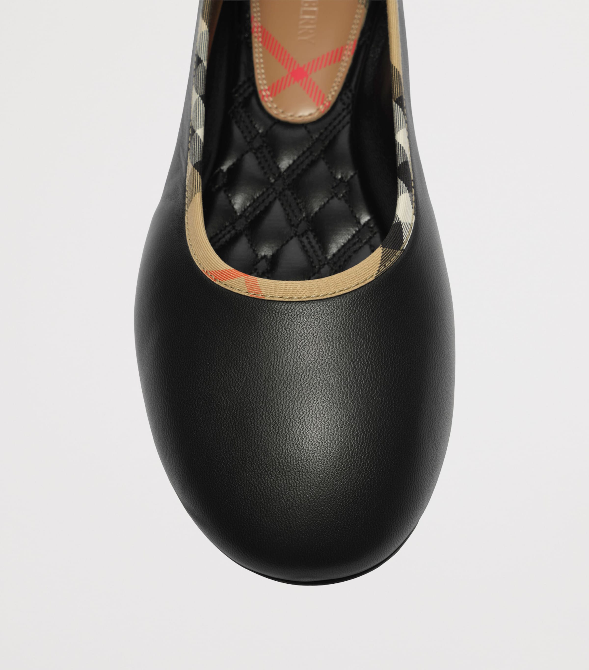 Burberry Black Leather Check-Trim Robin Ballet Flats | Harrods US