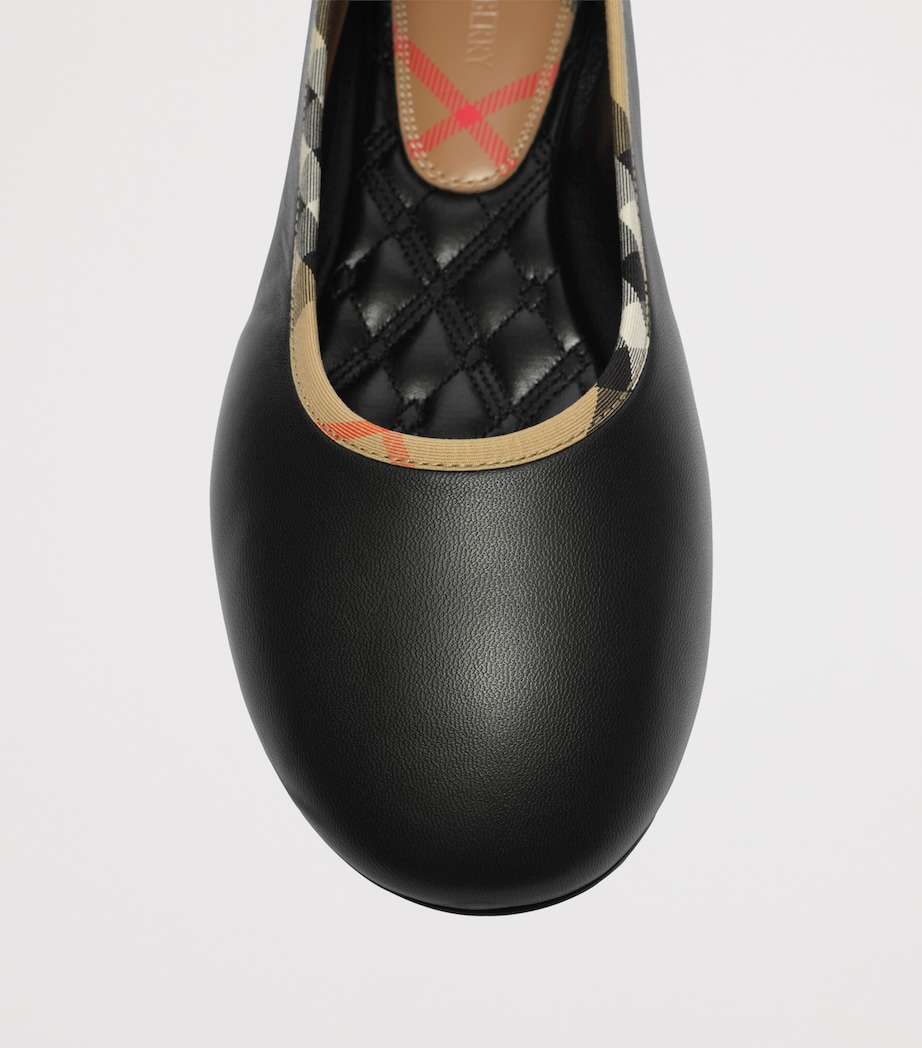 Burberry Leather Check-Trim Robin Ballet Flats Black Image 6