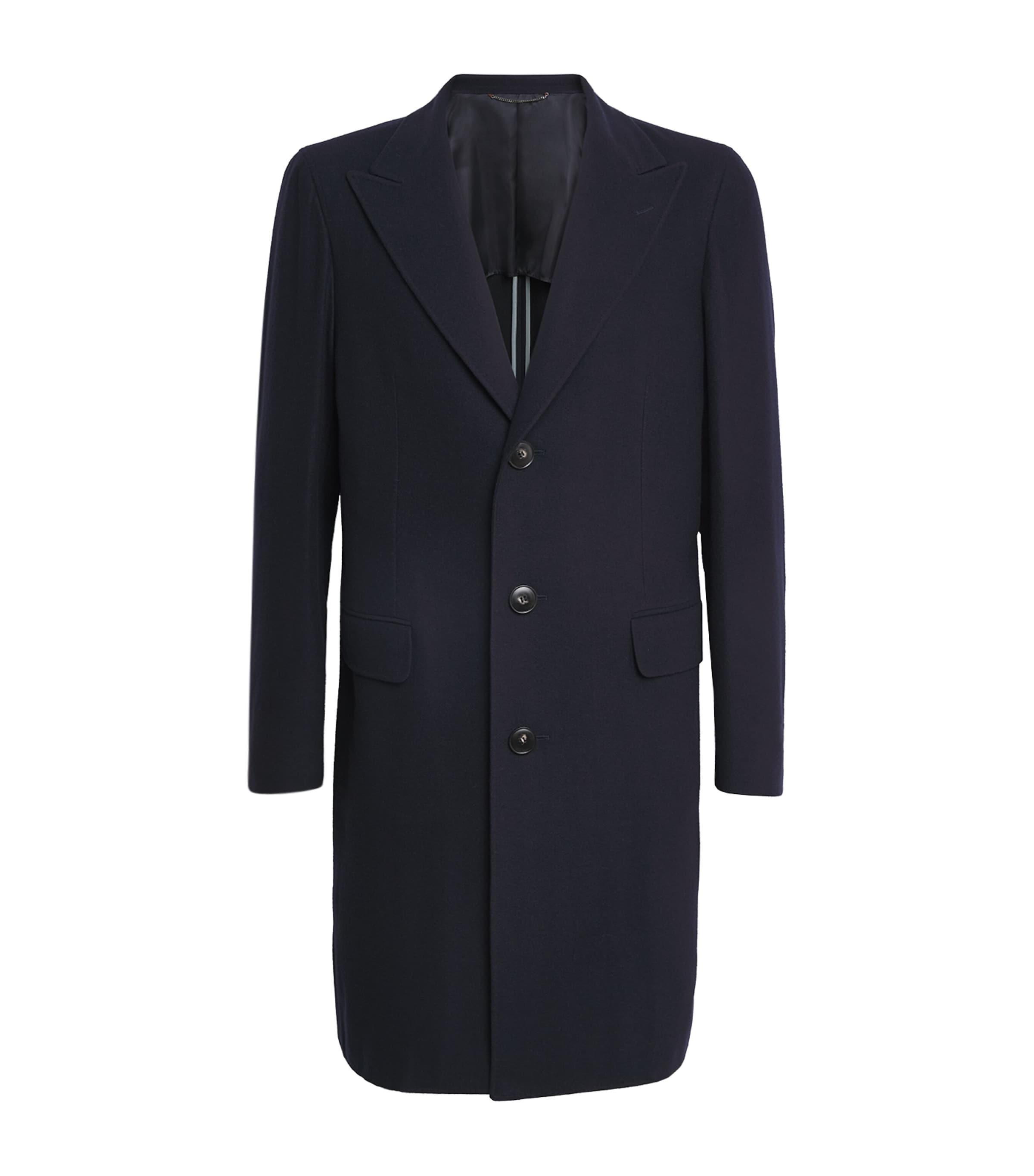 Canali Mens Wool Overcoat Navy Image 1
