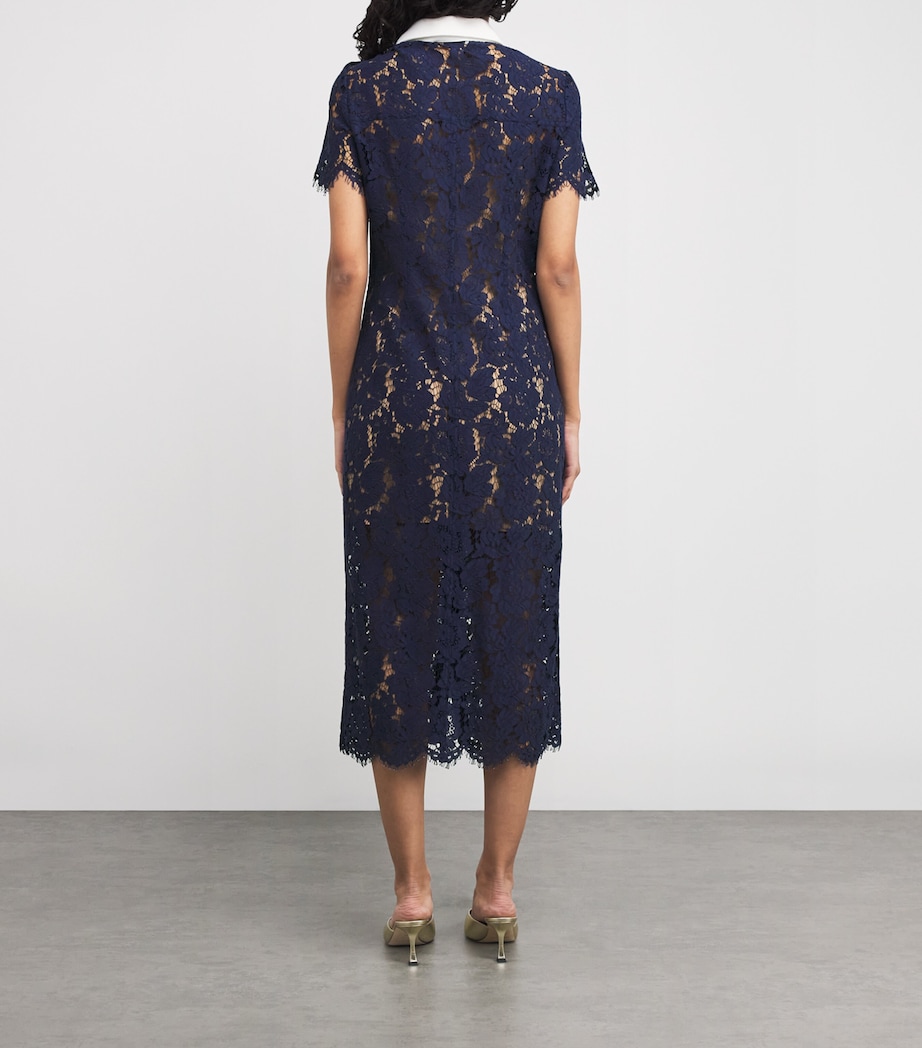 Lace Collared Midi Dress BLUE Image 3