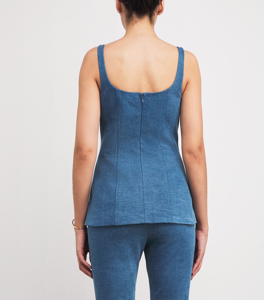 Veronica Beard Womens Denim Liana Tailored Top Sea Glare Image 4