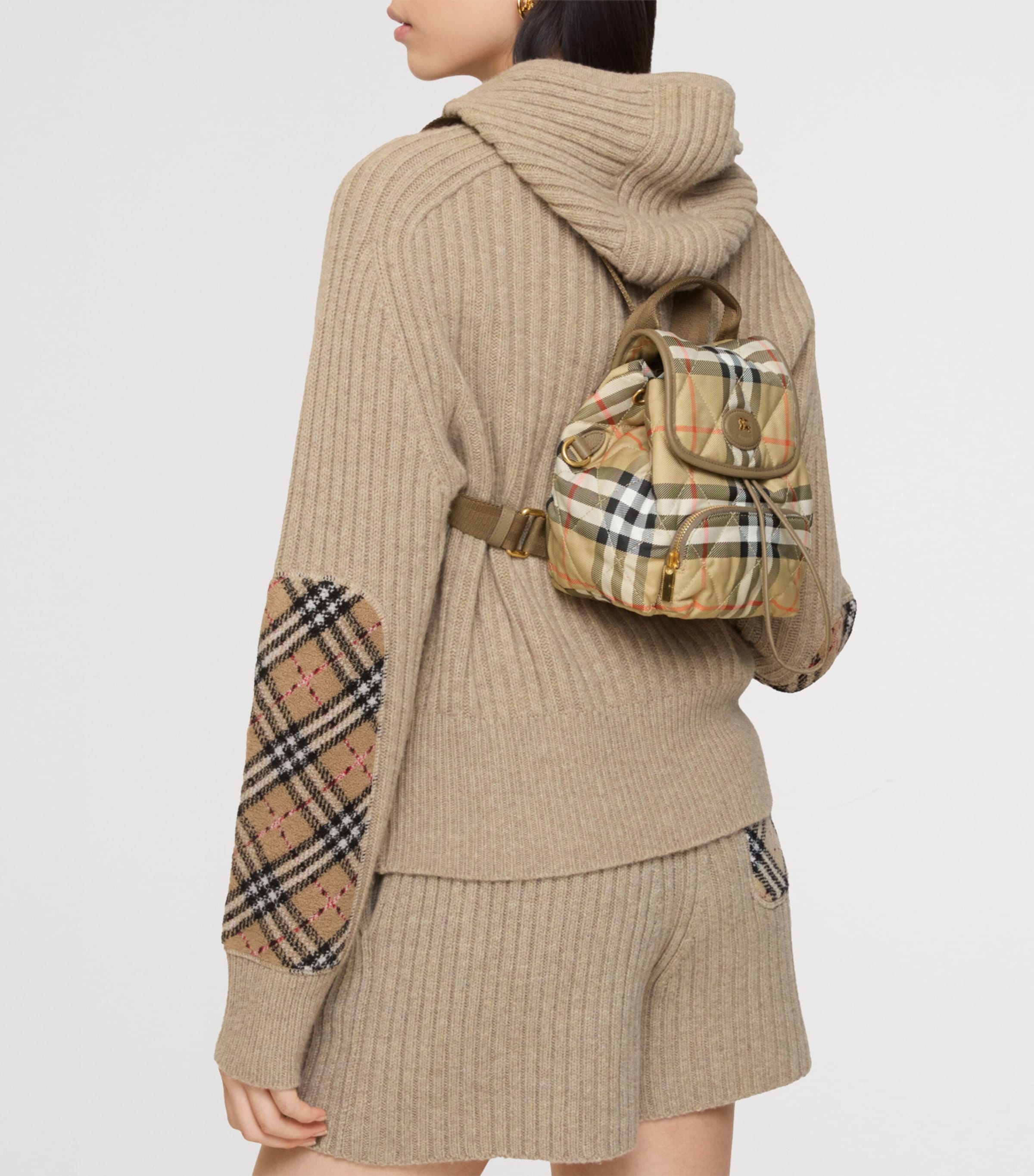 Mini Check Horseshoe Backpack SAND Image 2