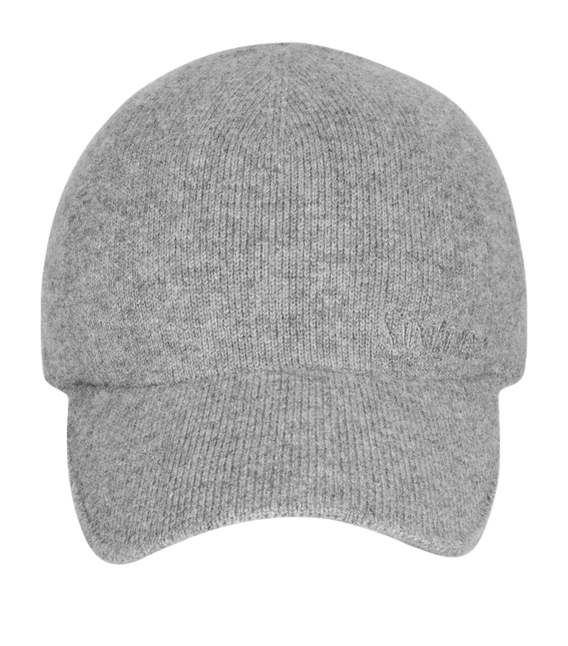 Saint Laurent Ribbed Knit Baseball Cap With Curved Brim In Grey