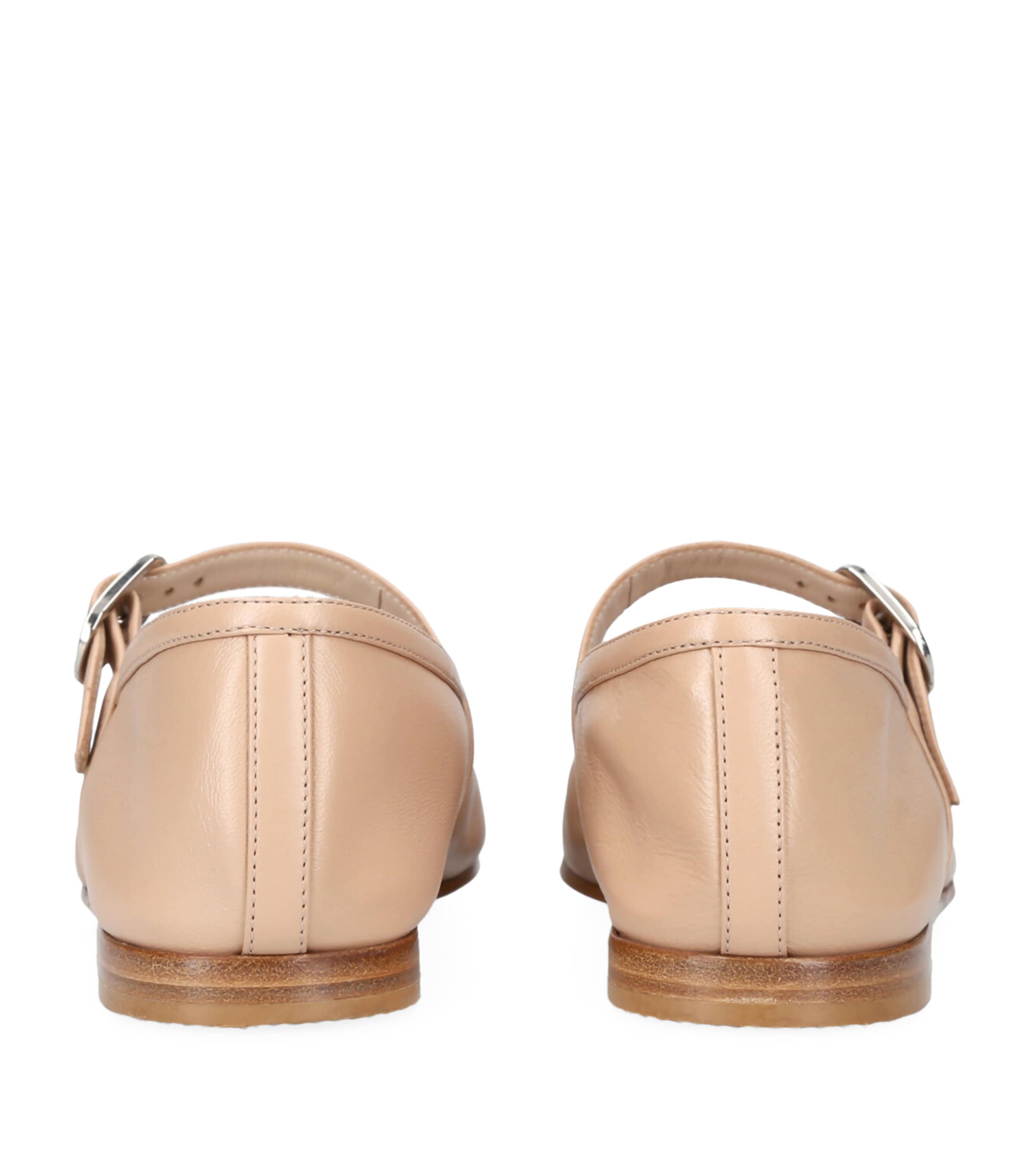 Leather Mary Jane Ballet Flats BEIGE Image 4