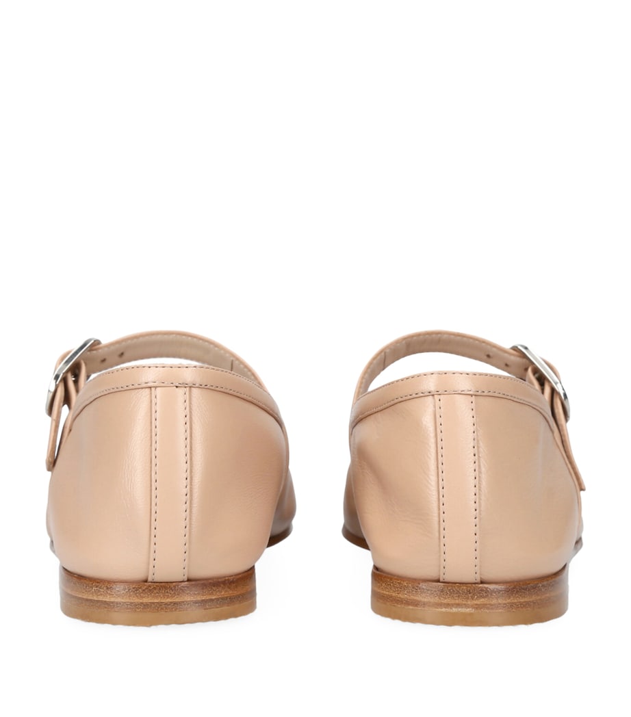 Leather Mary Jane Ballet Flats BEIGE Image 4