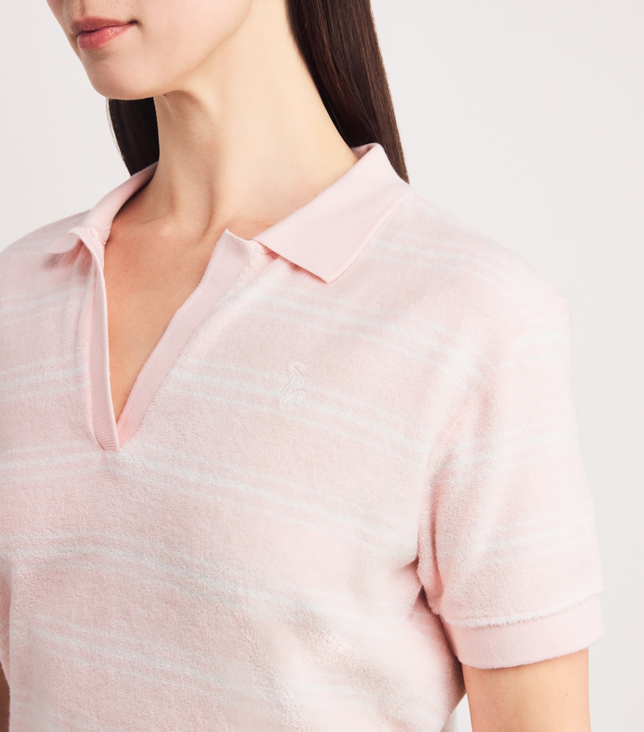 Cotton Terry Polo Shirt PINK DOLPHIN STRIPED Image 6