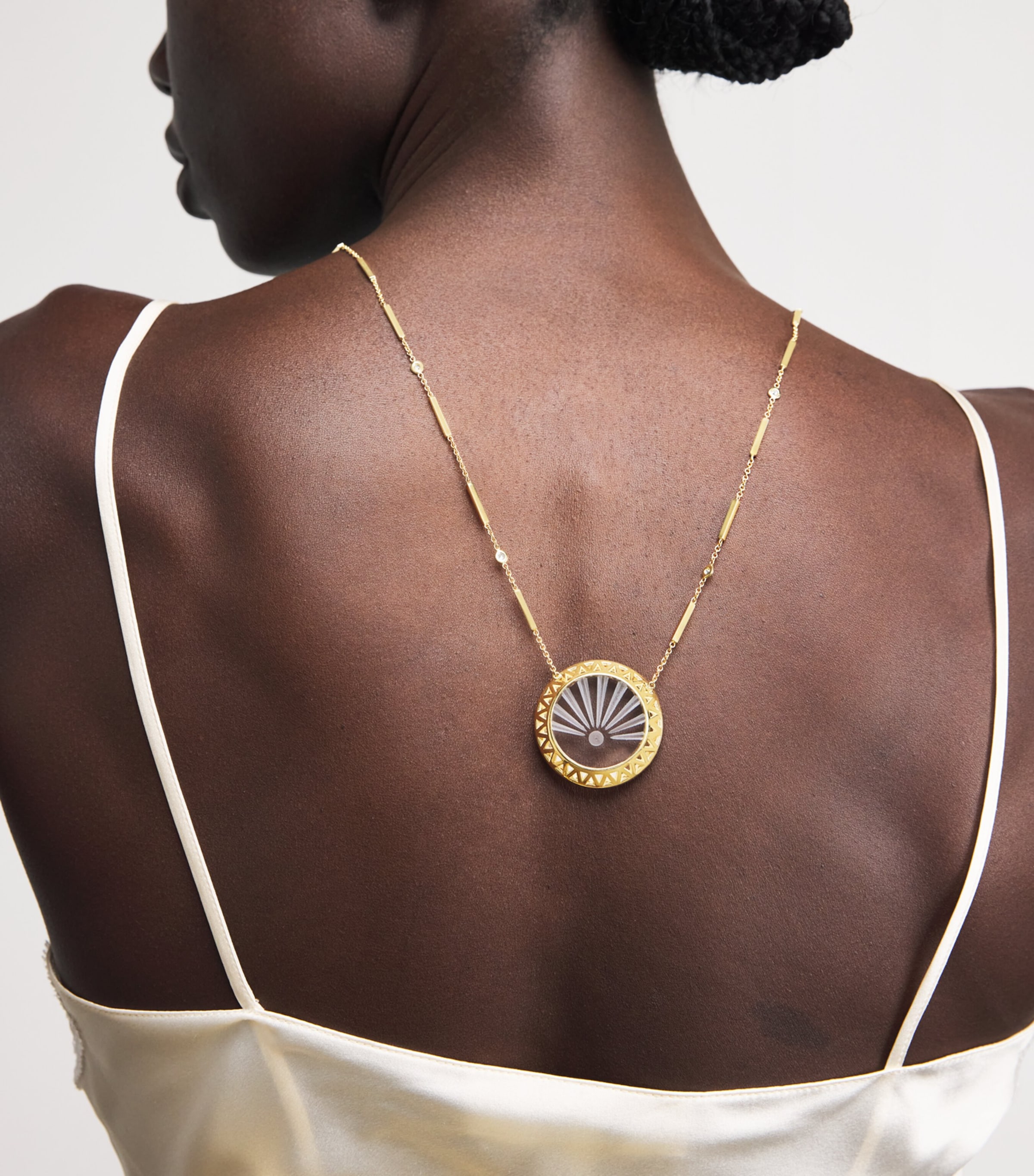 Large Yellow Gold, Diamond and Quartz Sunshine Necklace YELLOW GOLD Image 2