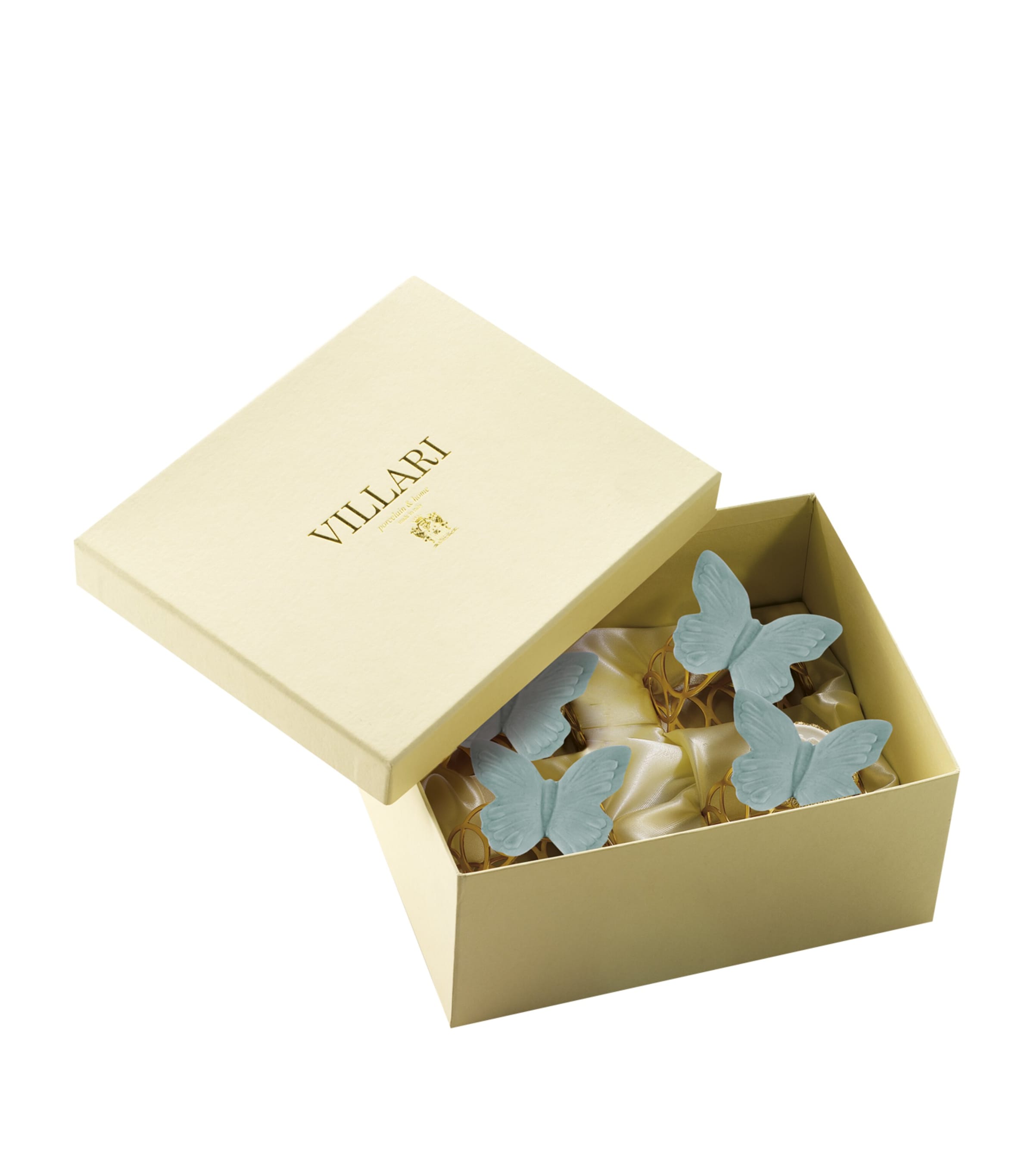Villari Gold Plated Butterfly Napkin Rings In White