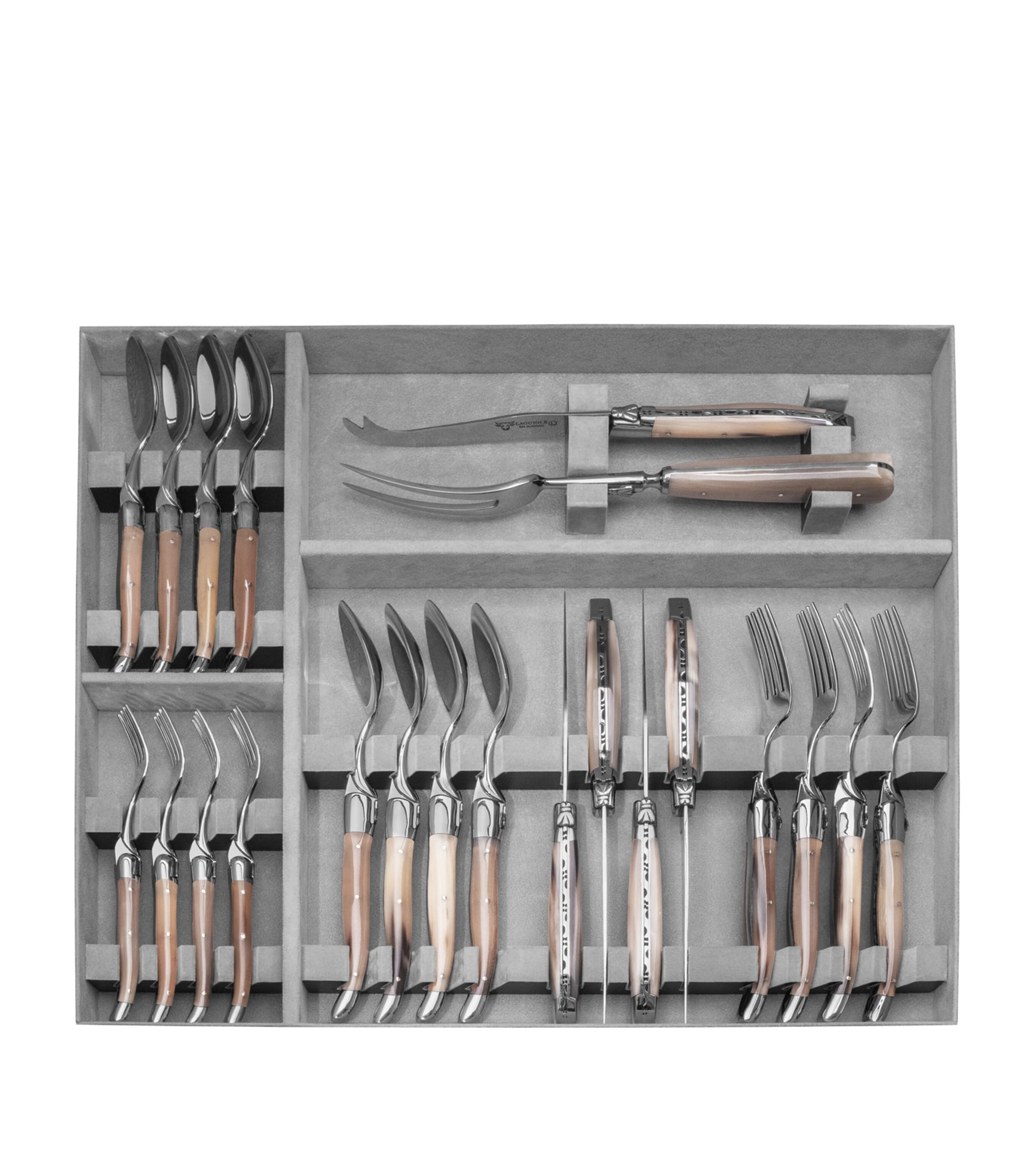 Laguiole Horn Stainless Steel 22-Piece Cutlery Set Horn Colour Image 2