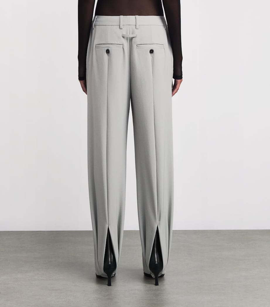 Cuff-Detail Tailored Trousers 02-GREY Image 4
