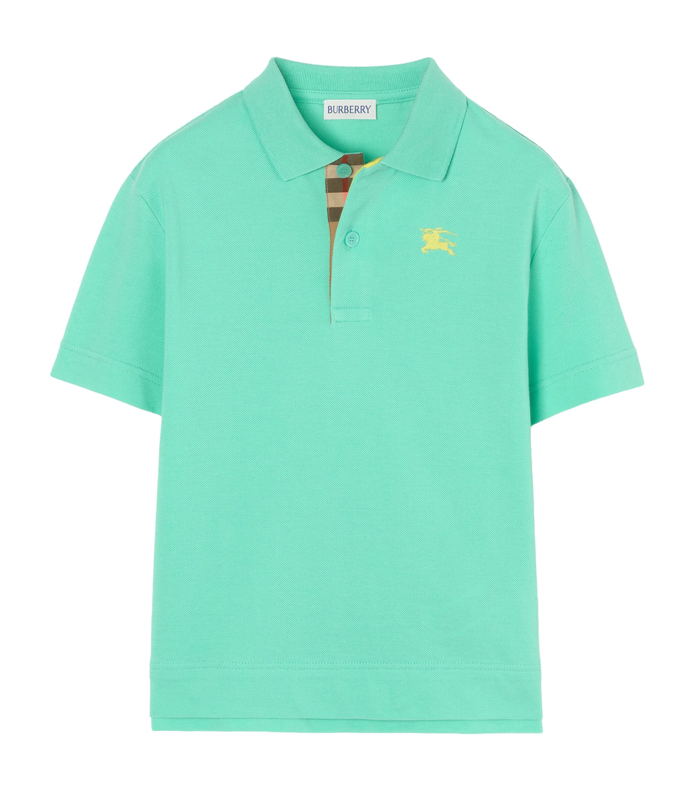 Burberry Kids Piqué Cotton Polo Shirt (3-12 Years) Light Mint Image 1
