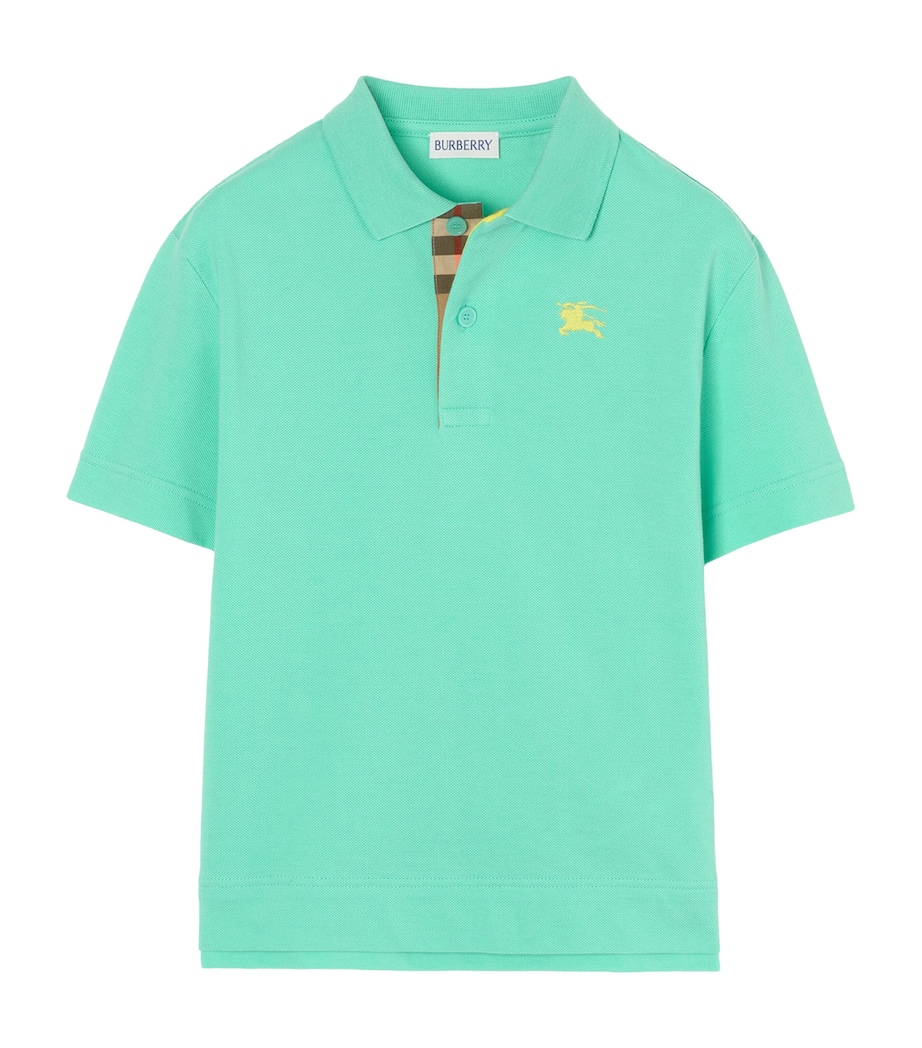 Burberry Kids Piqué Cotton Polo Shirt (3-12 Years) Light Mint Image 1