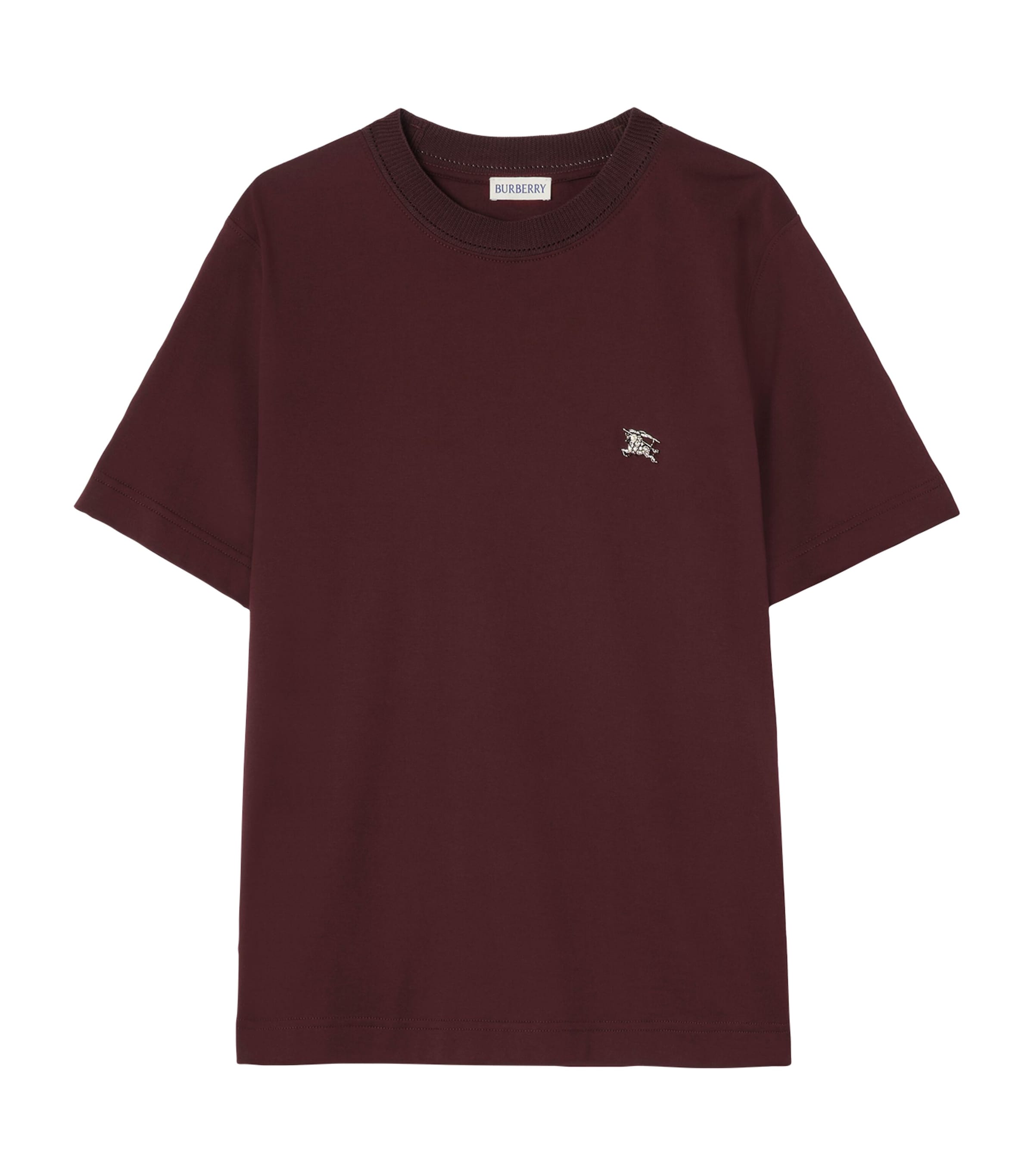 Burberry Womens Cotton Embellished EKD T-Shirt Mahogany Red Image 1