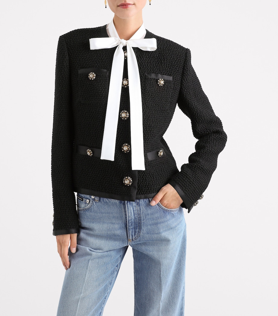 Virgin Wool-Silk Embellished Jacket N0000-BLACK Image 3