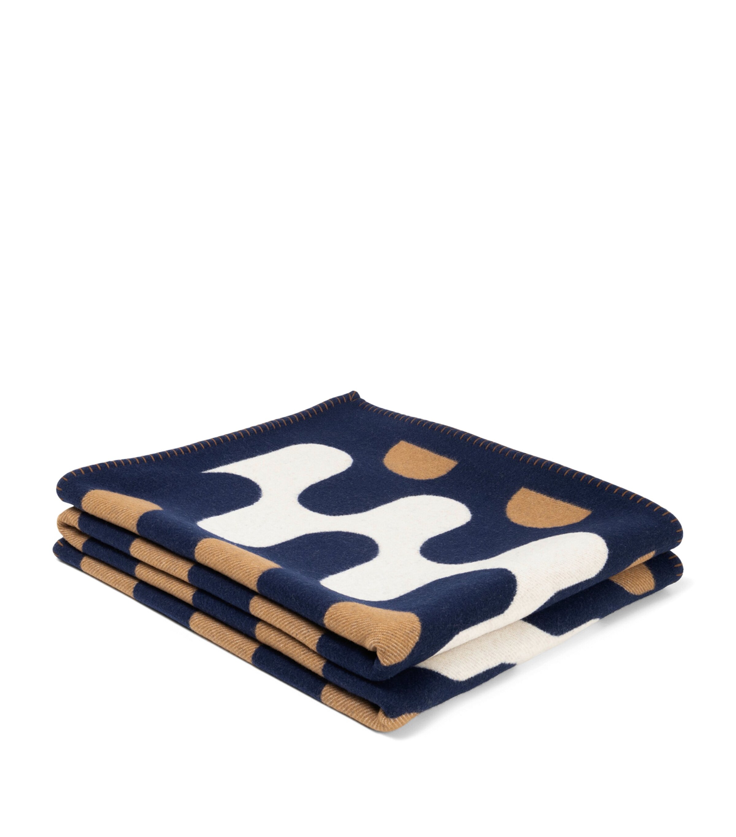 Frette Wool Modernism Throw (135cm x 220cm) Blue/tan Image 3