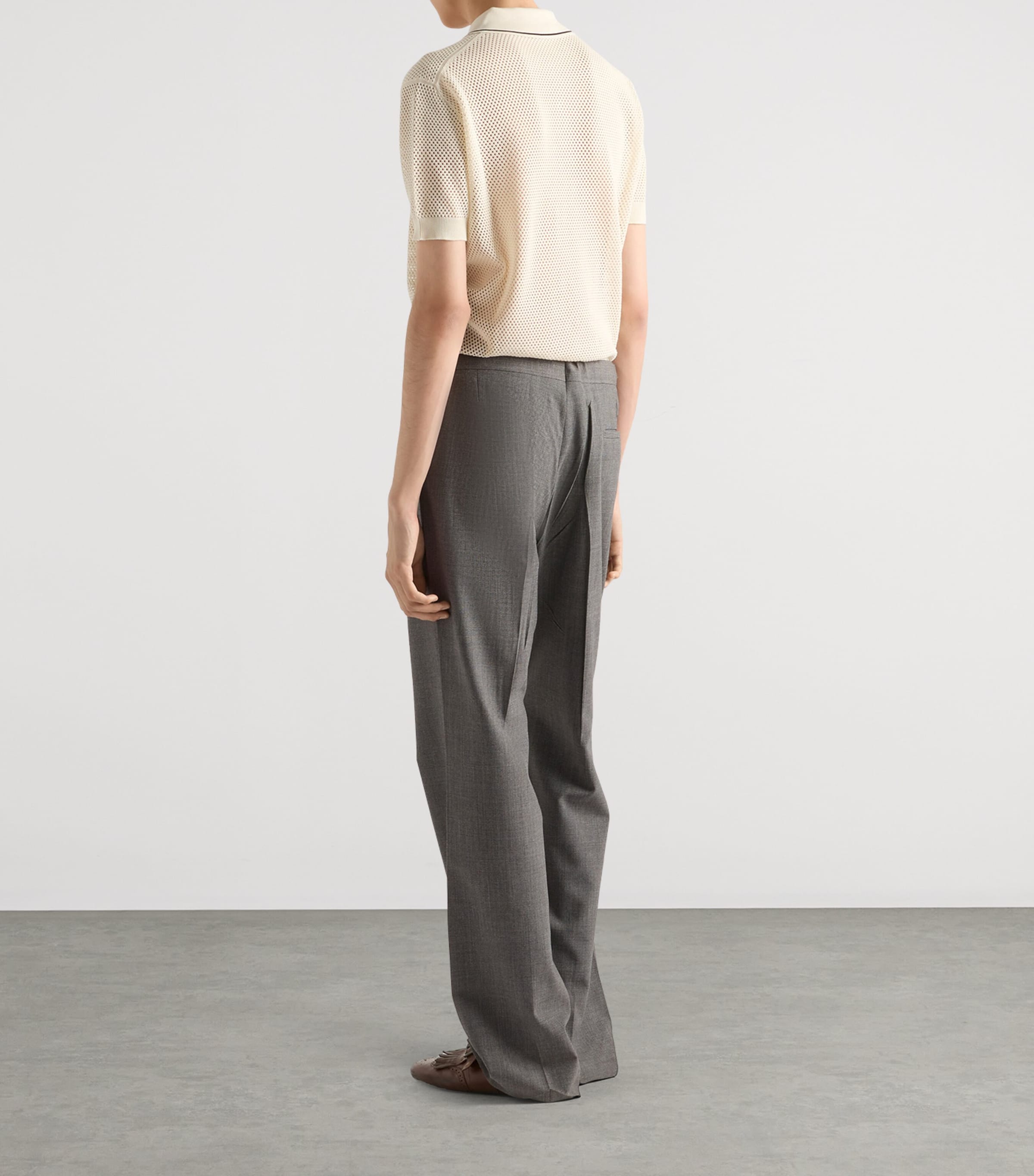 Prada Neutral Silk-Cotton Polo Shirt | Harrods UK