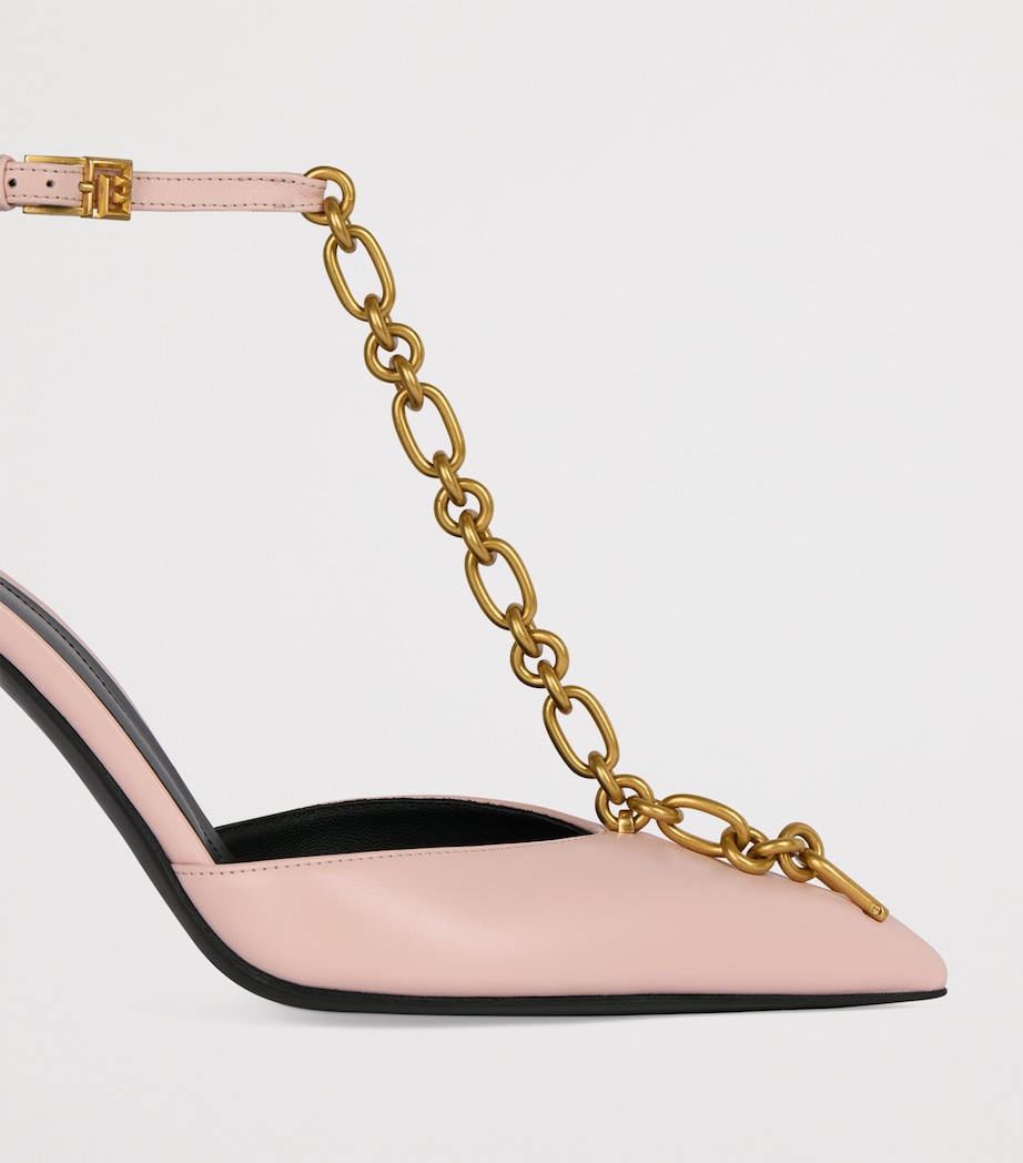 Balmain Calfskin Sync Heeled Sandals 95 Rose Pale Image 7
