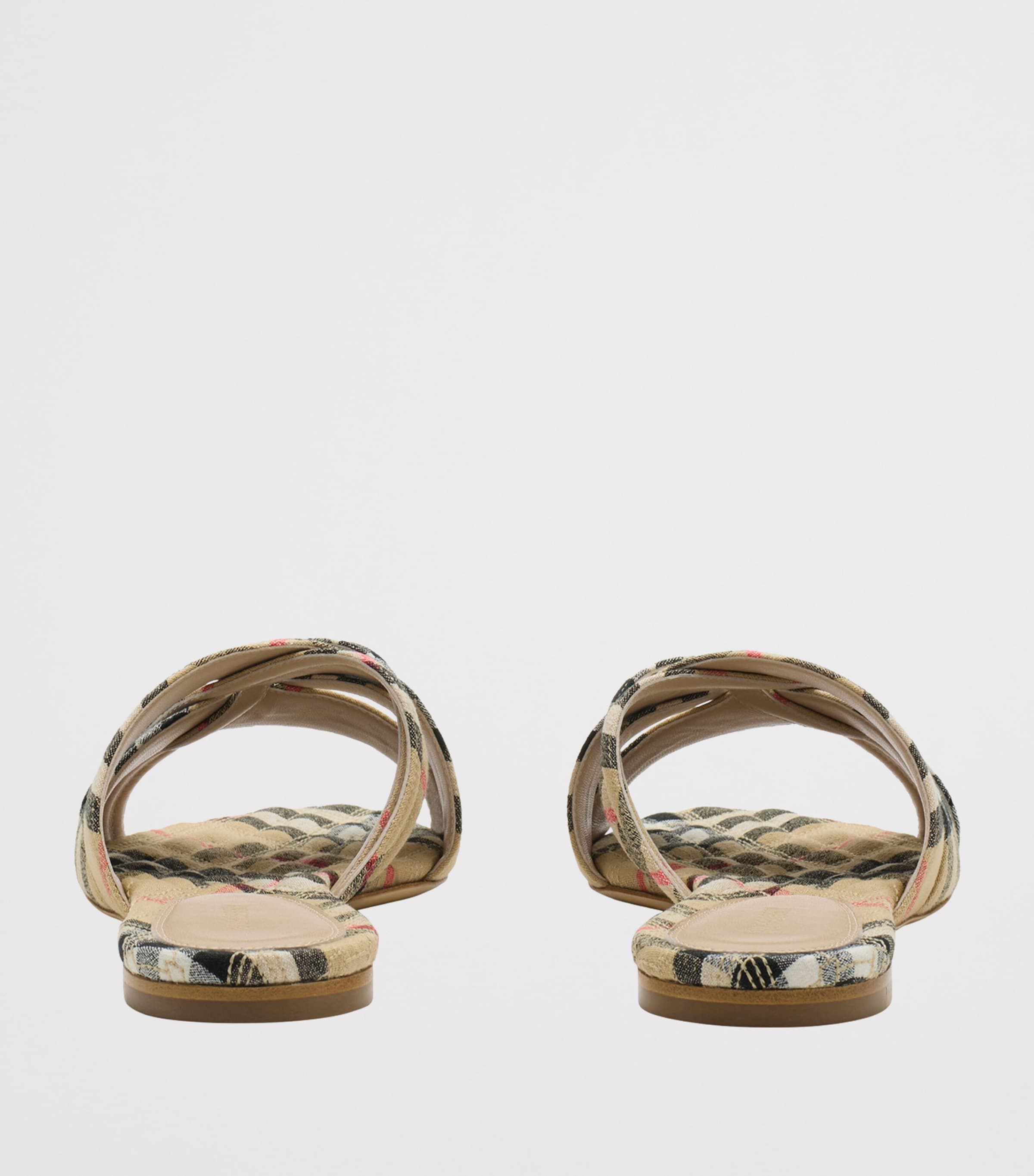 Linen Check Cabana Slides SAND IP CHECK Image 4