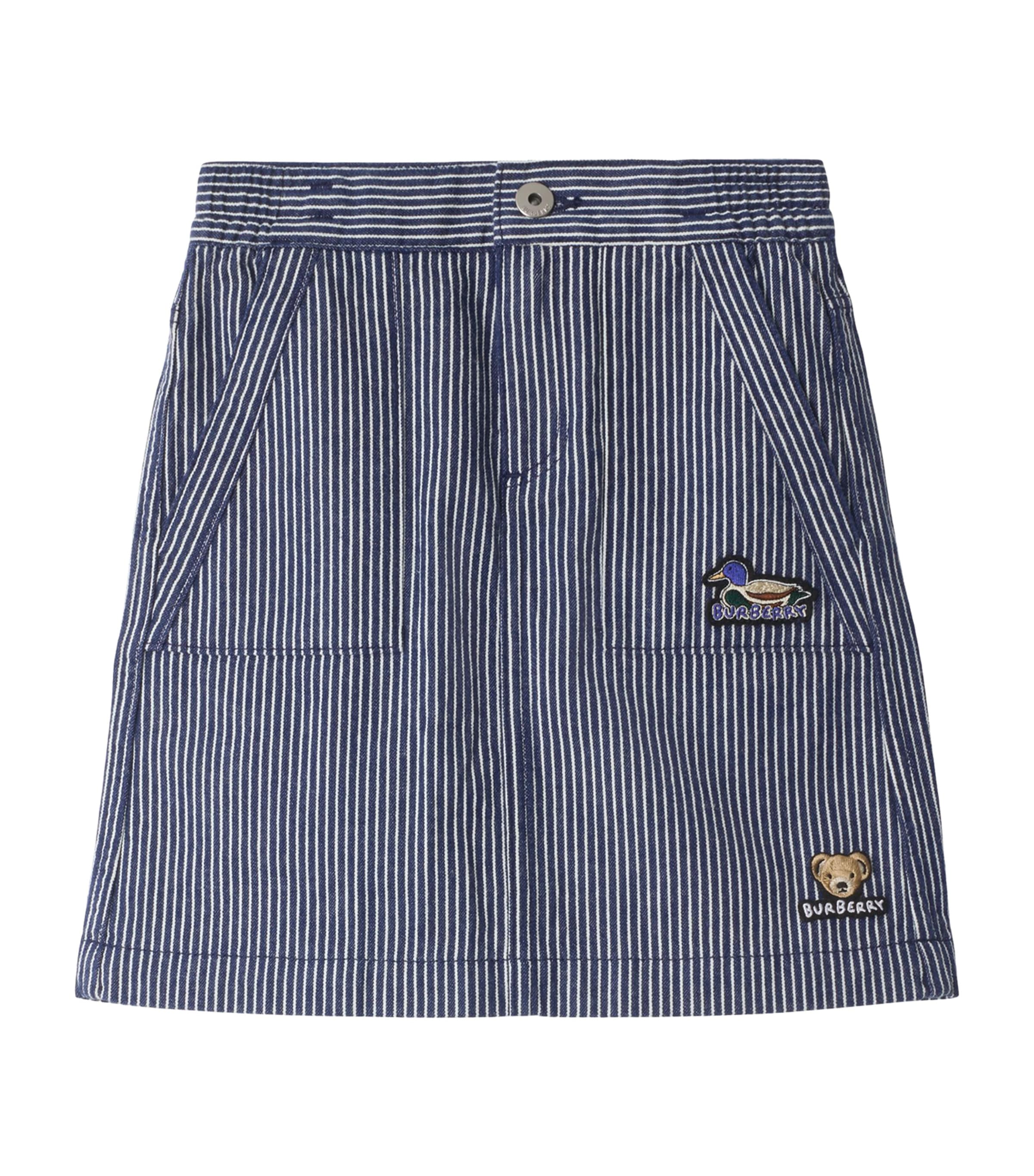 Burberry Striped Denim Skirt In Blue