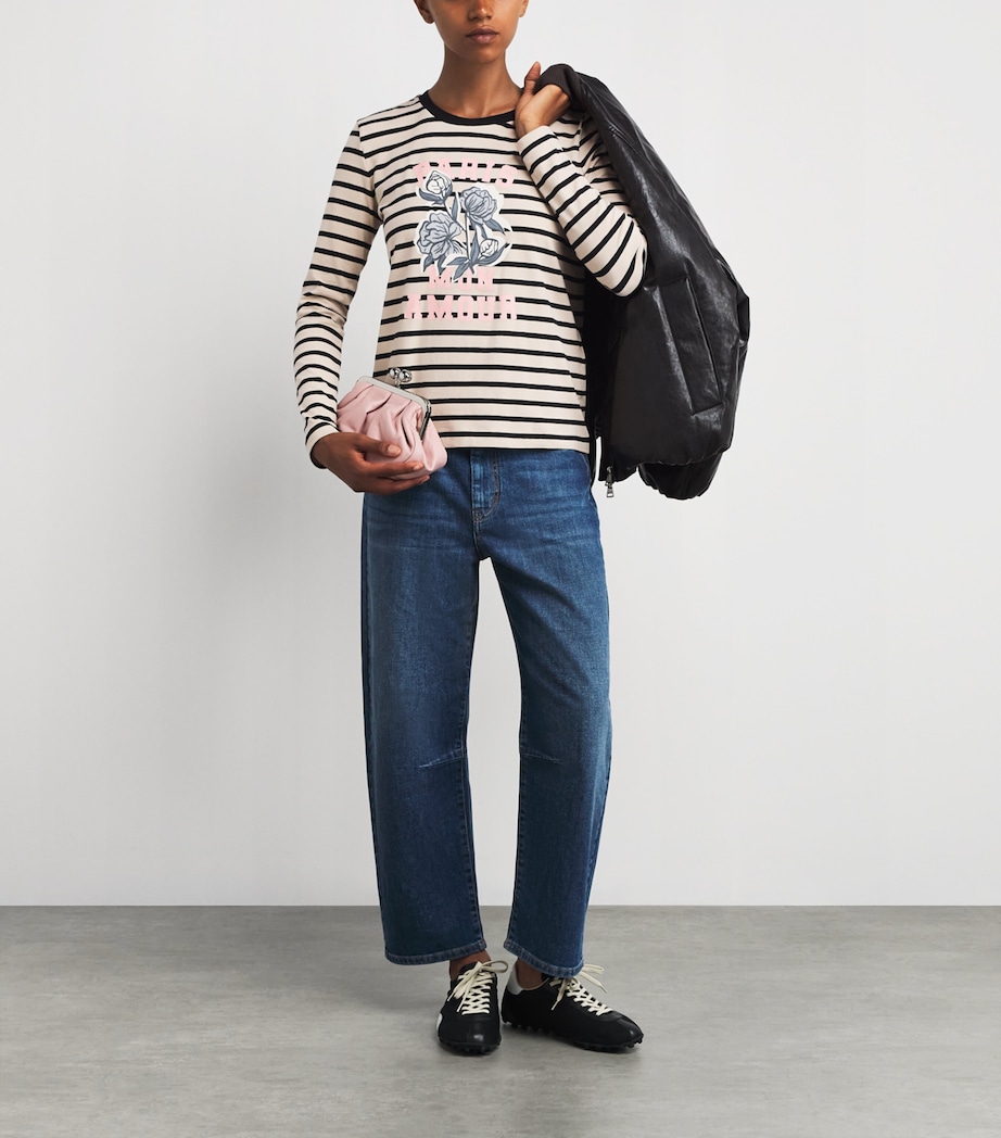 Stretch Cotton Paris Graphic Top BEIGE Image 2