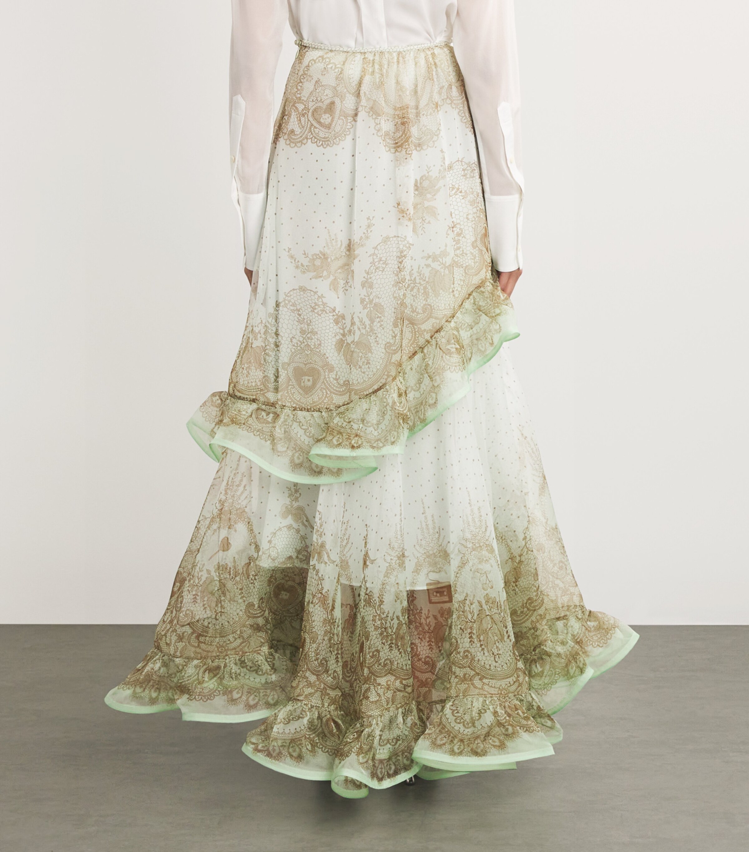 【Zimmermann】CRUSH FLUTTER MAXI SKIRT フラッター マキシ Zimmermann Crush Flutter Maxi Skirt - Green | 2148SR251MNTLACPRI