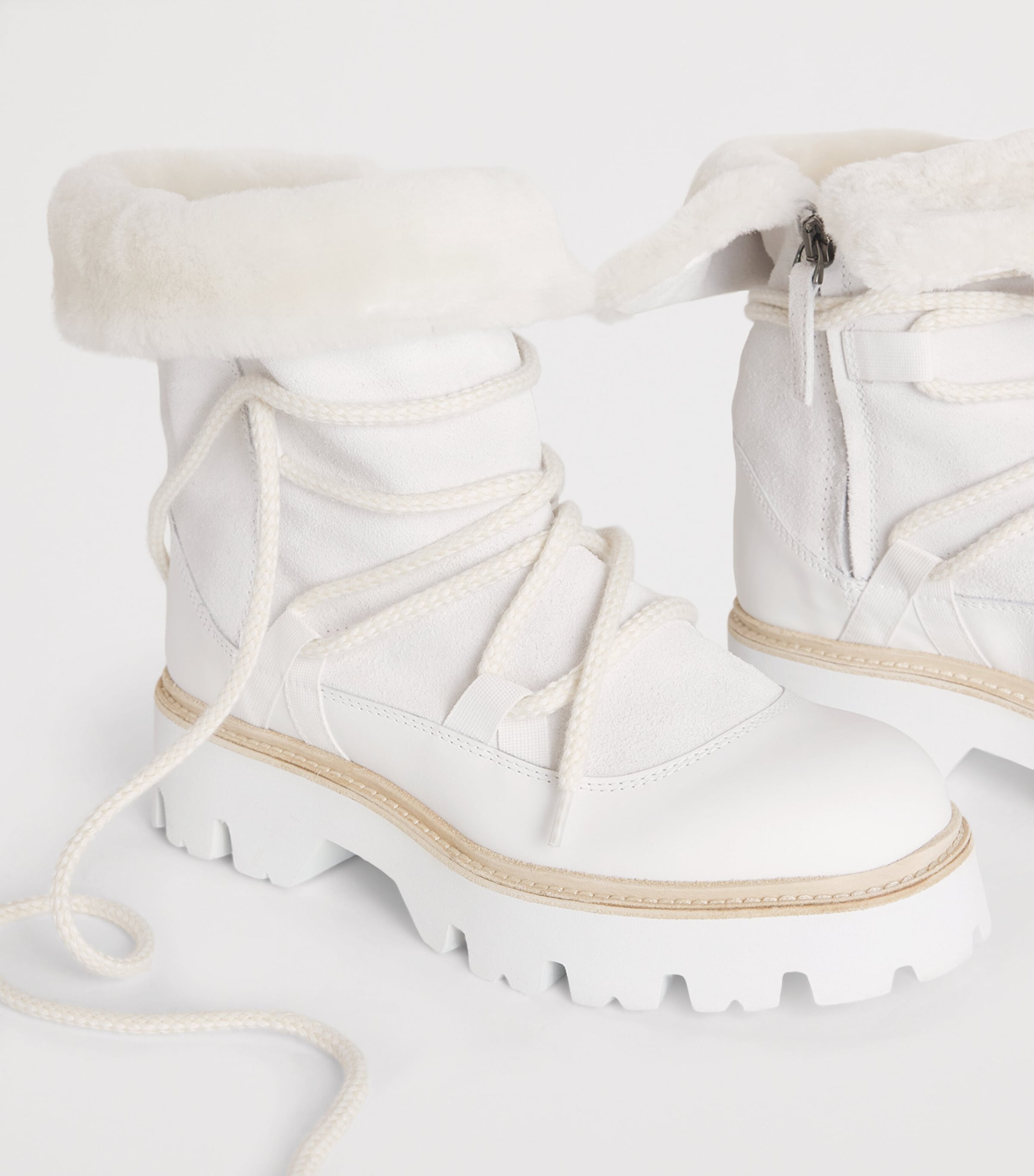 Suede Lace-Up Boots BIANCO Image 7