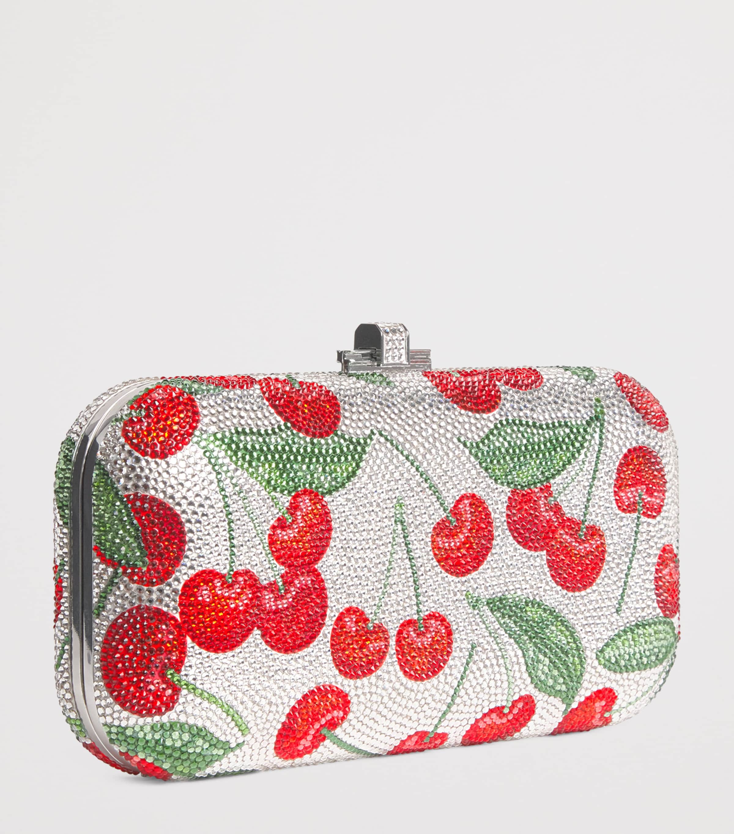 Judith Leiber Crystal Long Slide Cherries Clutch Bag Silver Rhine Multi Image 3