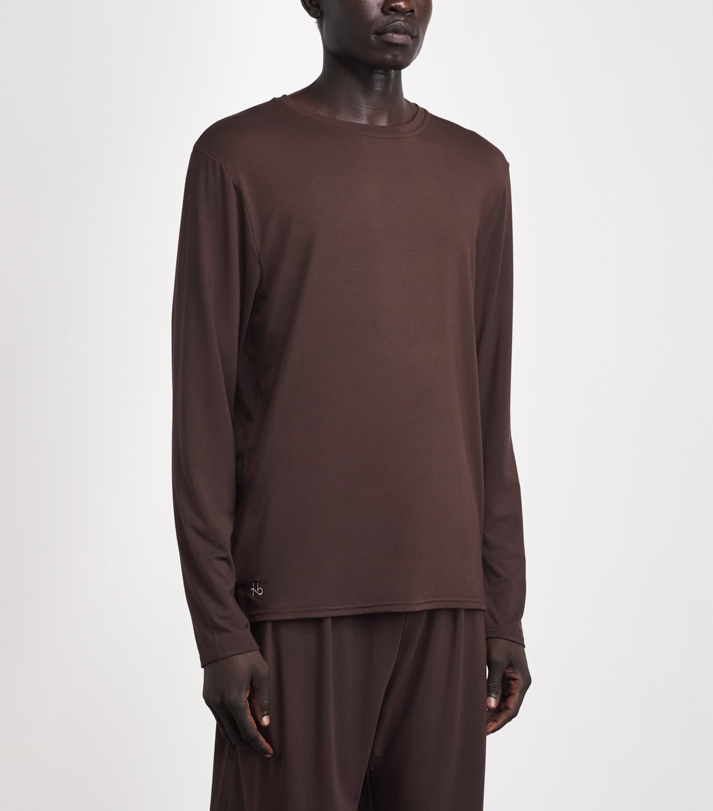 Homebody Mens Long-Sleeve Lounge T-Shirt Coffee Bean Image 4