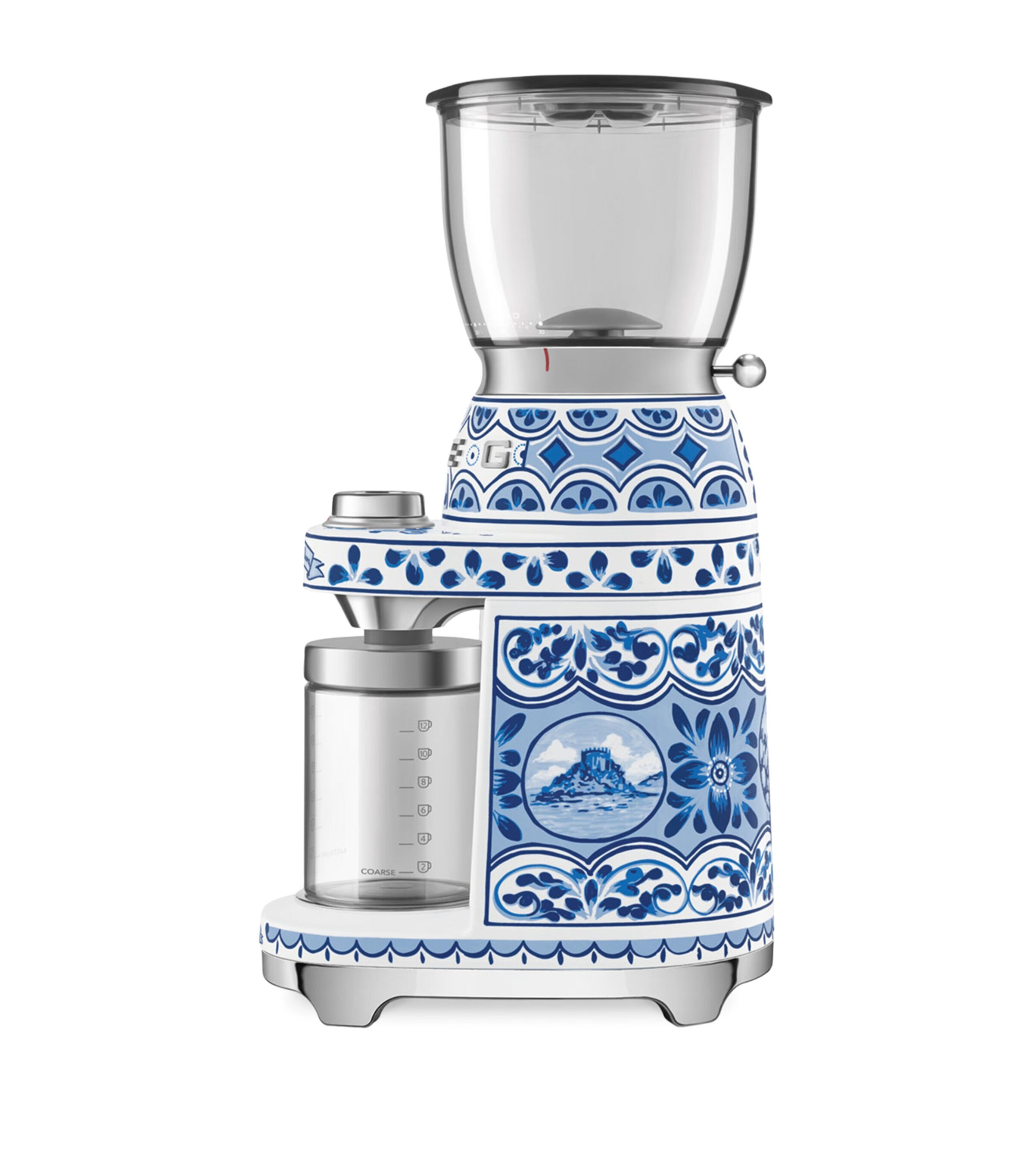 Smeg x Dolce & Gabbana Blu Mediterraneo Coffee Grinder White & Blue Image 8