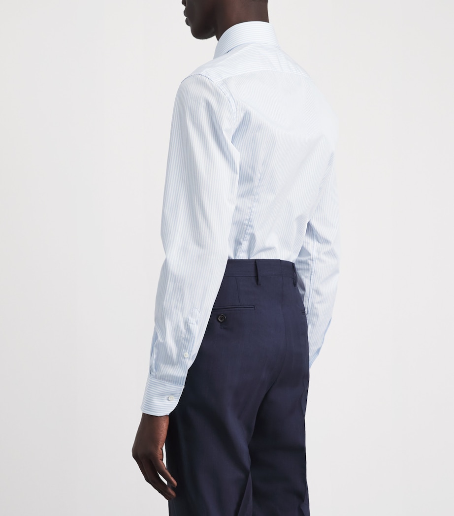 Corneliani Mens Cotton Stripe Shirt China Blue Image 5