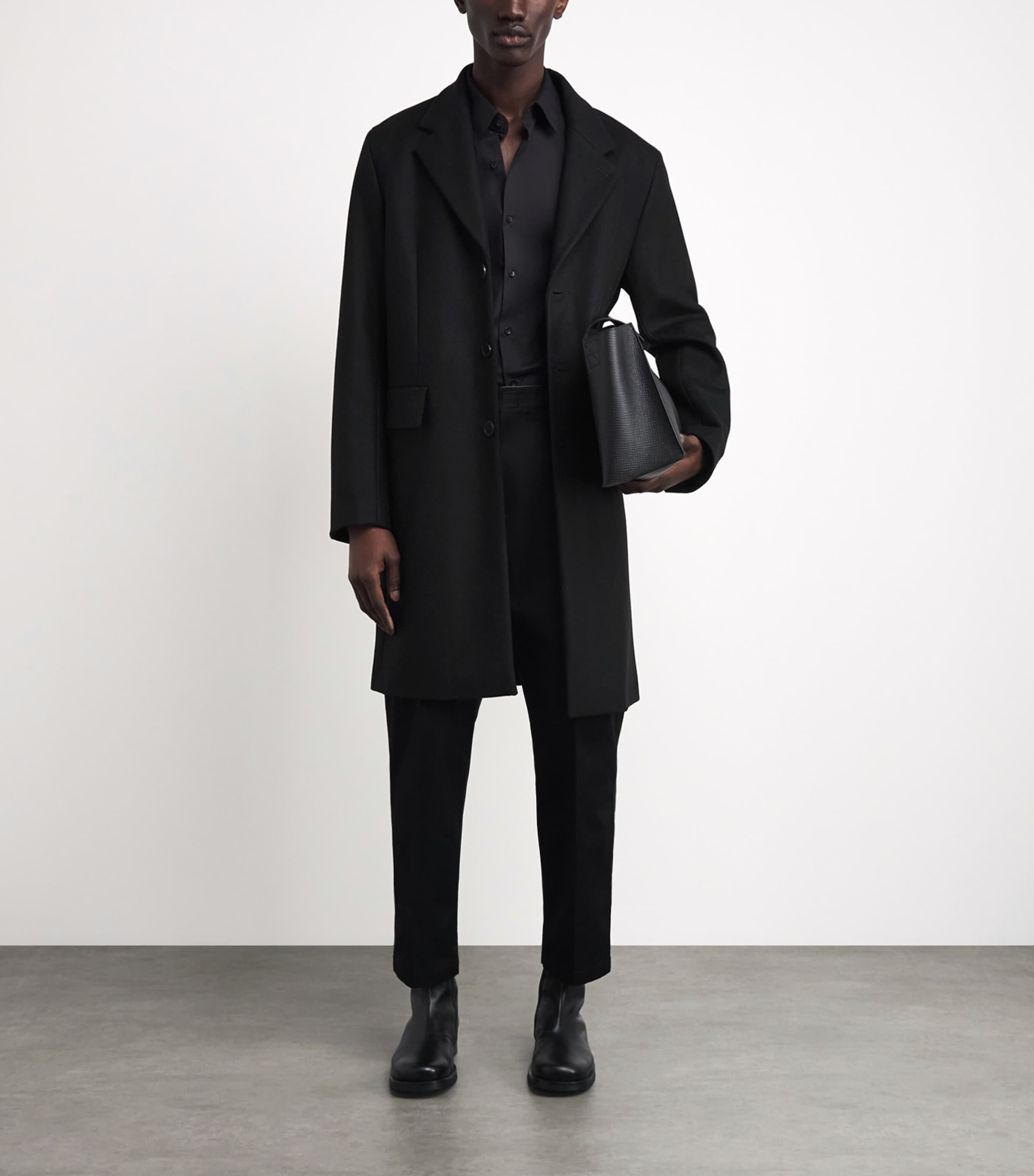Sandro Paris Mens Wool-Blend Coat Black Image 2