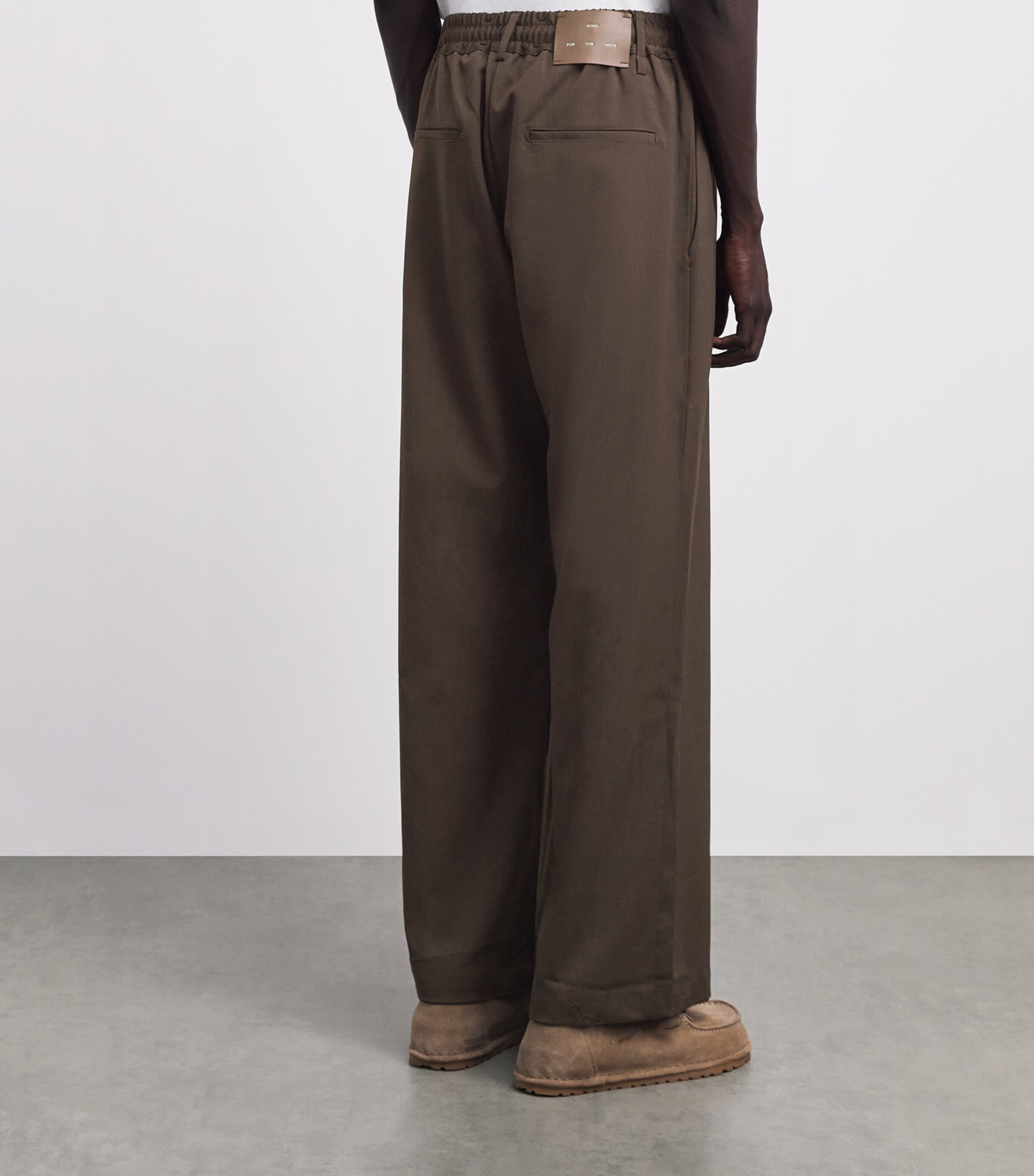 Song For The Mute Mens Wide-Leg Drawstring Trousers Brown Image 5