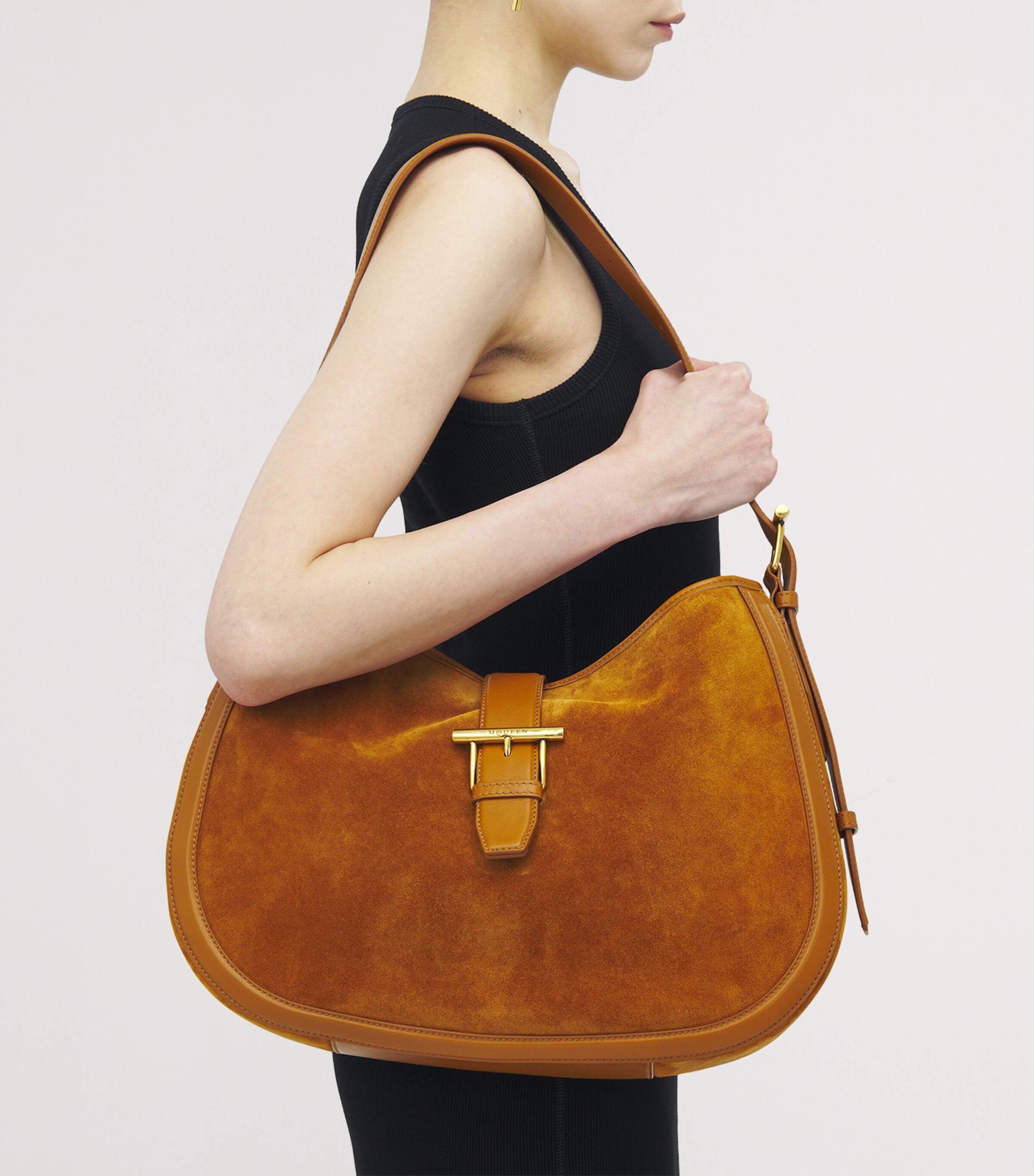 McQueen Suede T-Bar Shoulder Bag Image 5