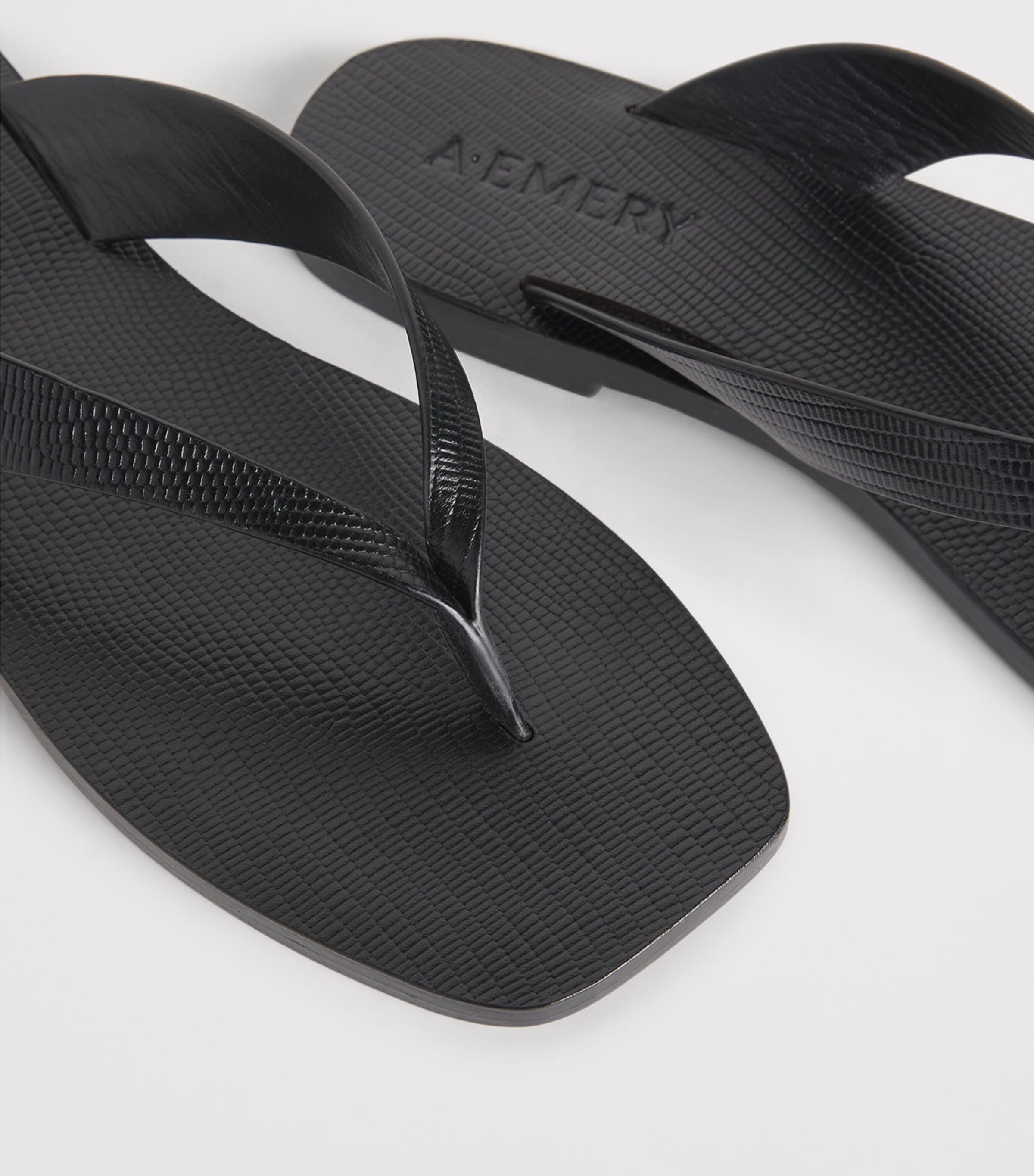 Leather Kinto Flip Flops BLACK EMBSSED LIZARD Image 7