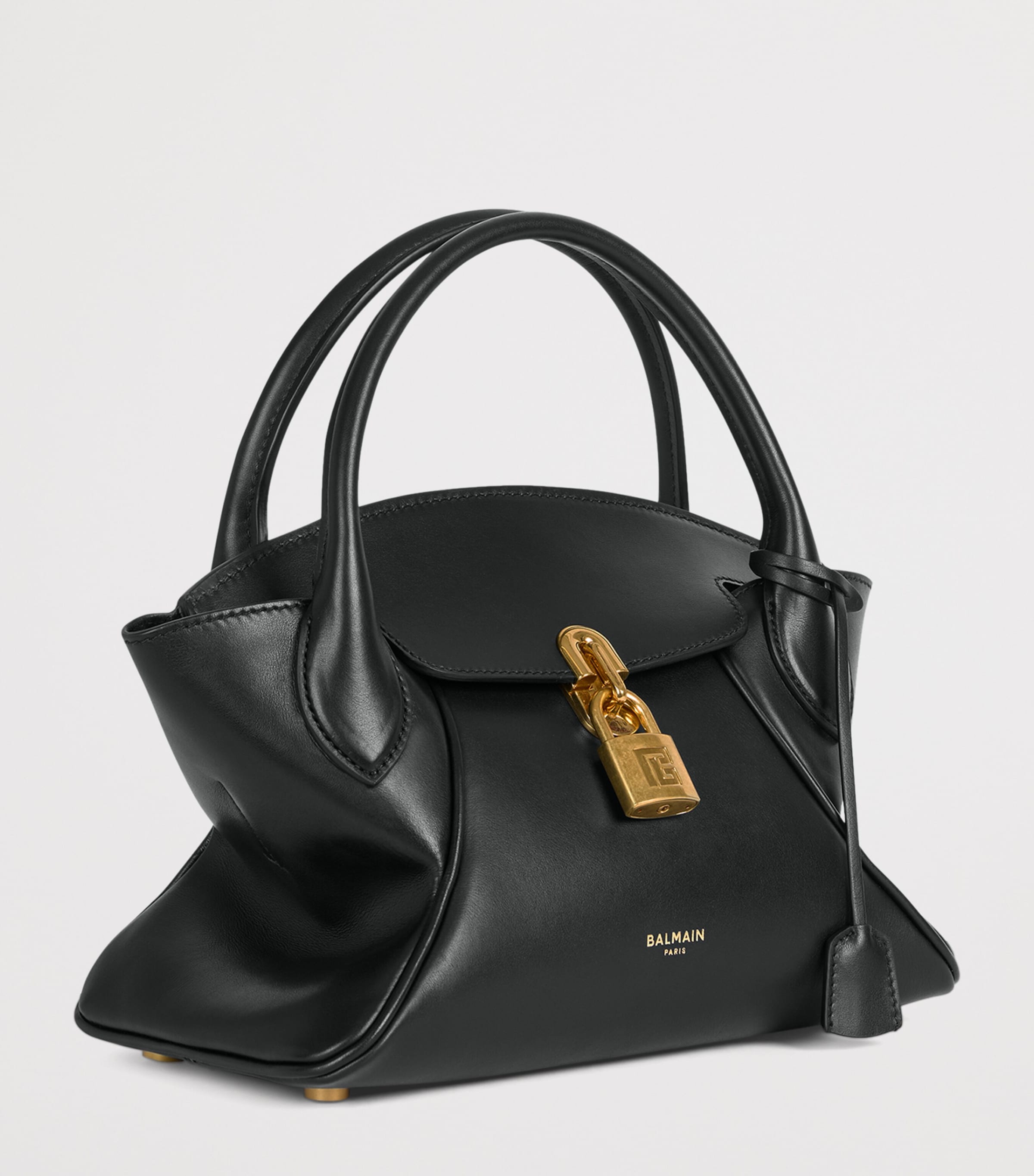 Balmain Womens Small Leather Pulse Day Top-Handle Bag Noir Image 3