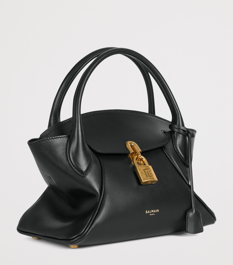 Balmain Womens Small Leather Pulse Day Top-Handle Bag Noir Image 3